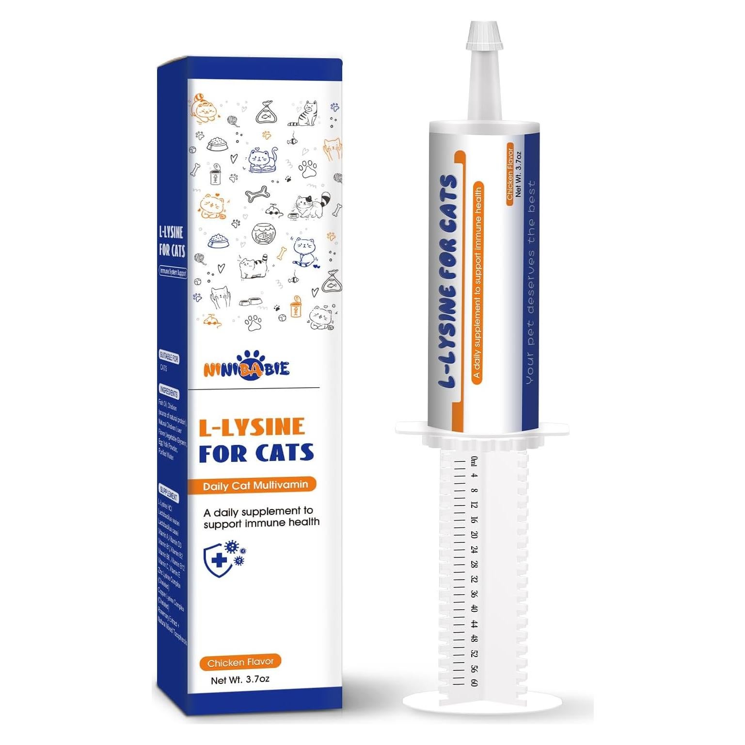 Suplemento L-Lisina para Gatos Ninibabie 104.9g Gel Oral Sabor Pollo