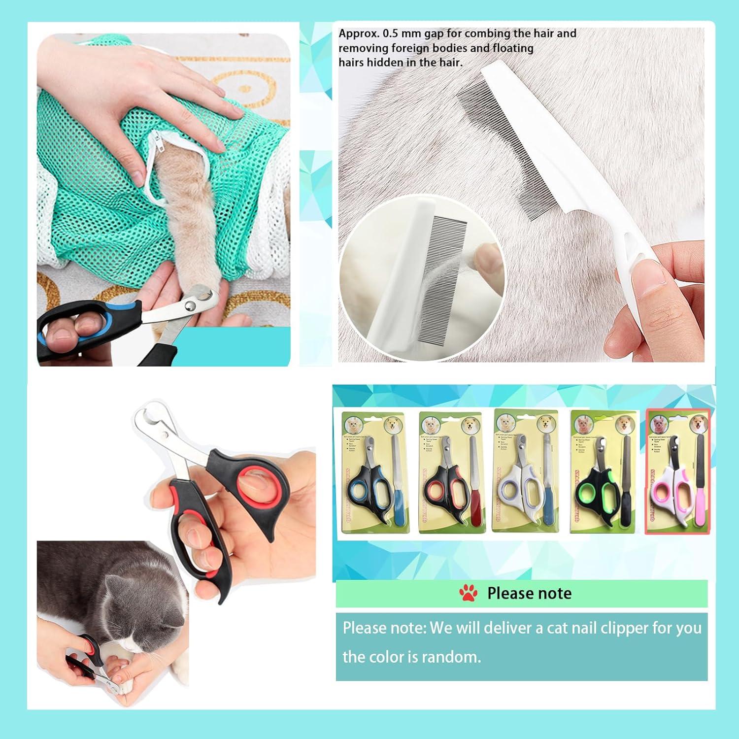 Kit de Aseo para Gatos YYanniwani - Bolsa, Cepillo y Cortauñas