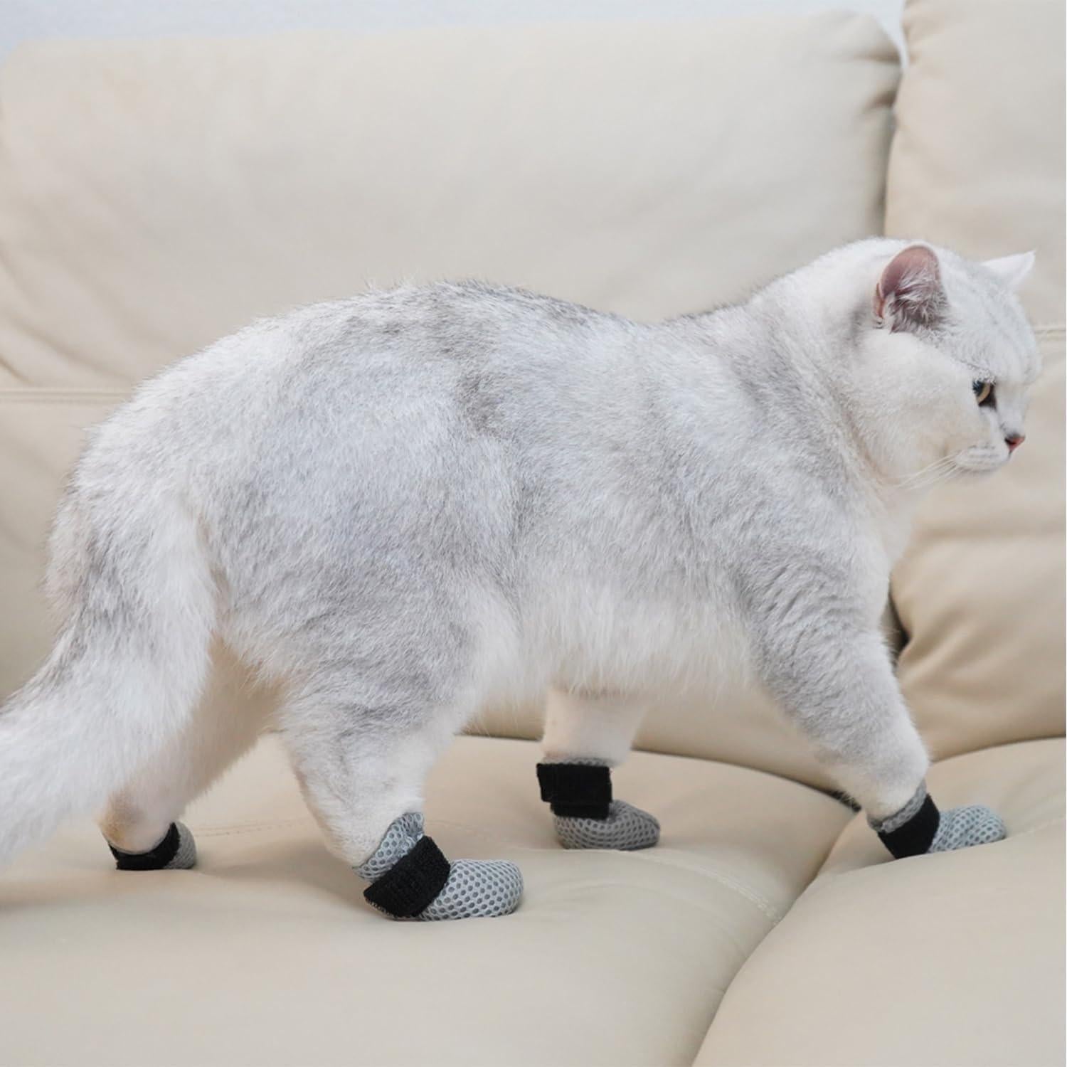 Botas Antirrasguños para Gatos HDKUW - Gris XL Ajustables