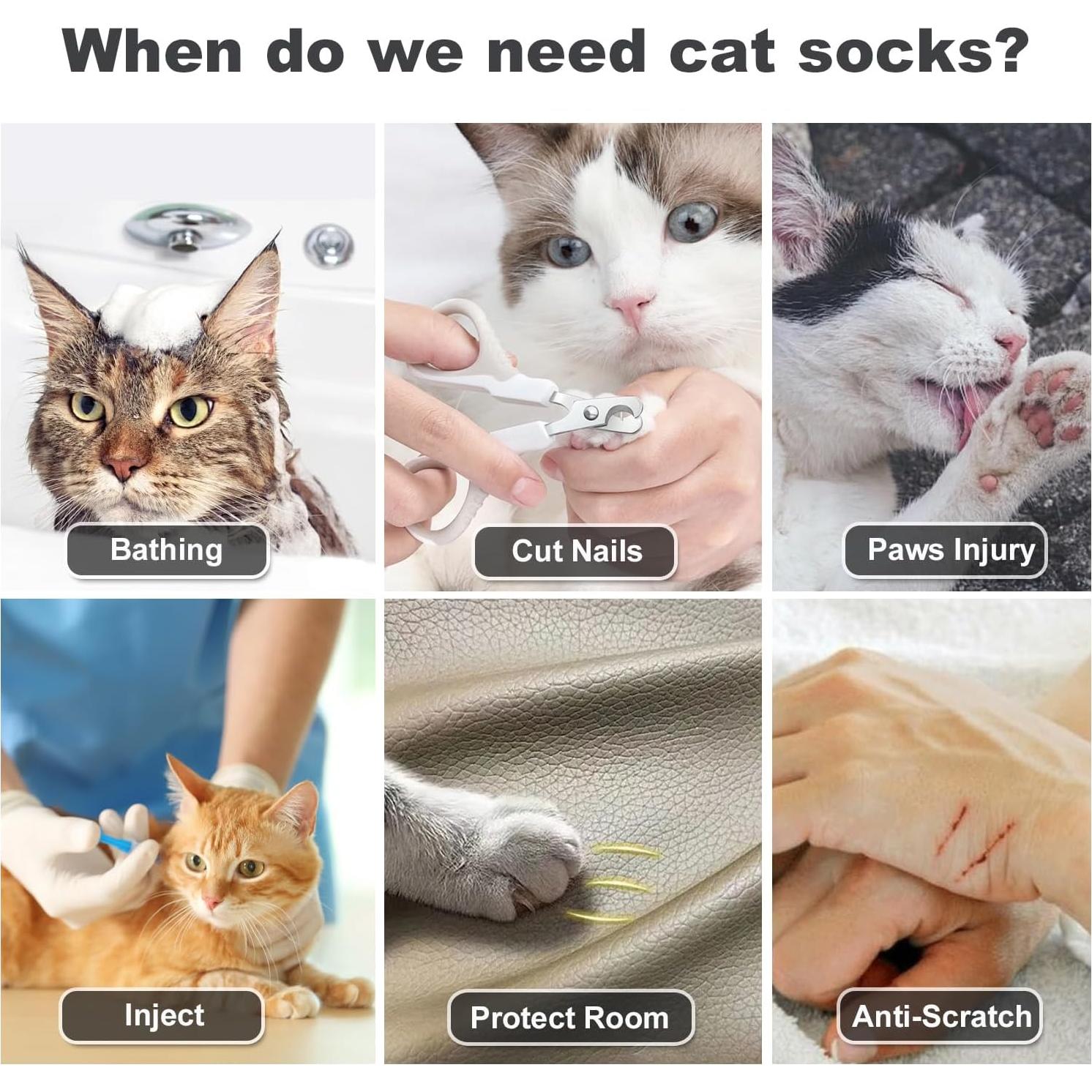 Botas Antirrasguños para Gatos HDKUW - Gris XL Ajustables