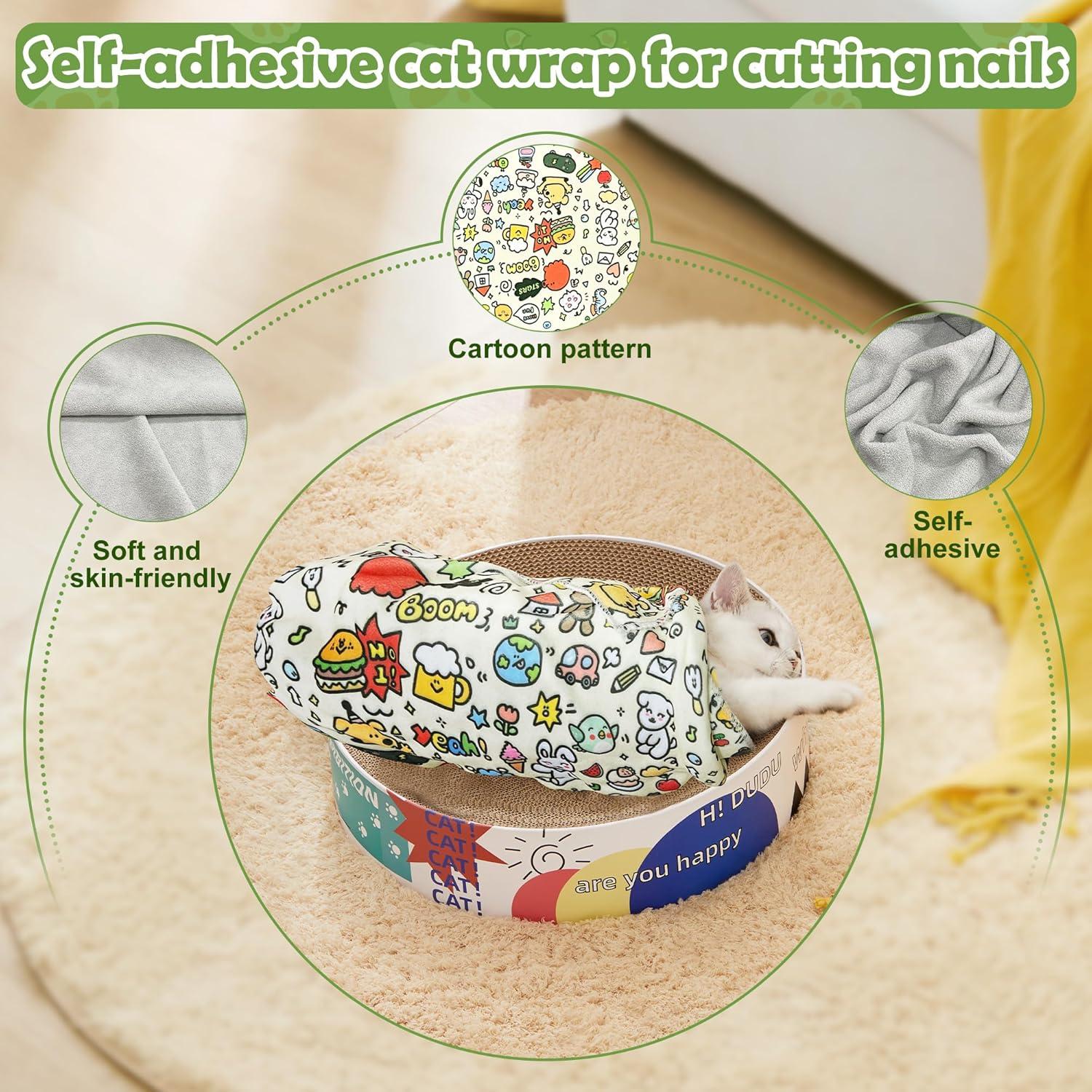 Envoltura de Aseo para Gatos Aeloer con Cortador de Uñas 70x70 cm