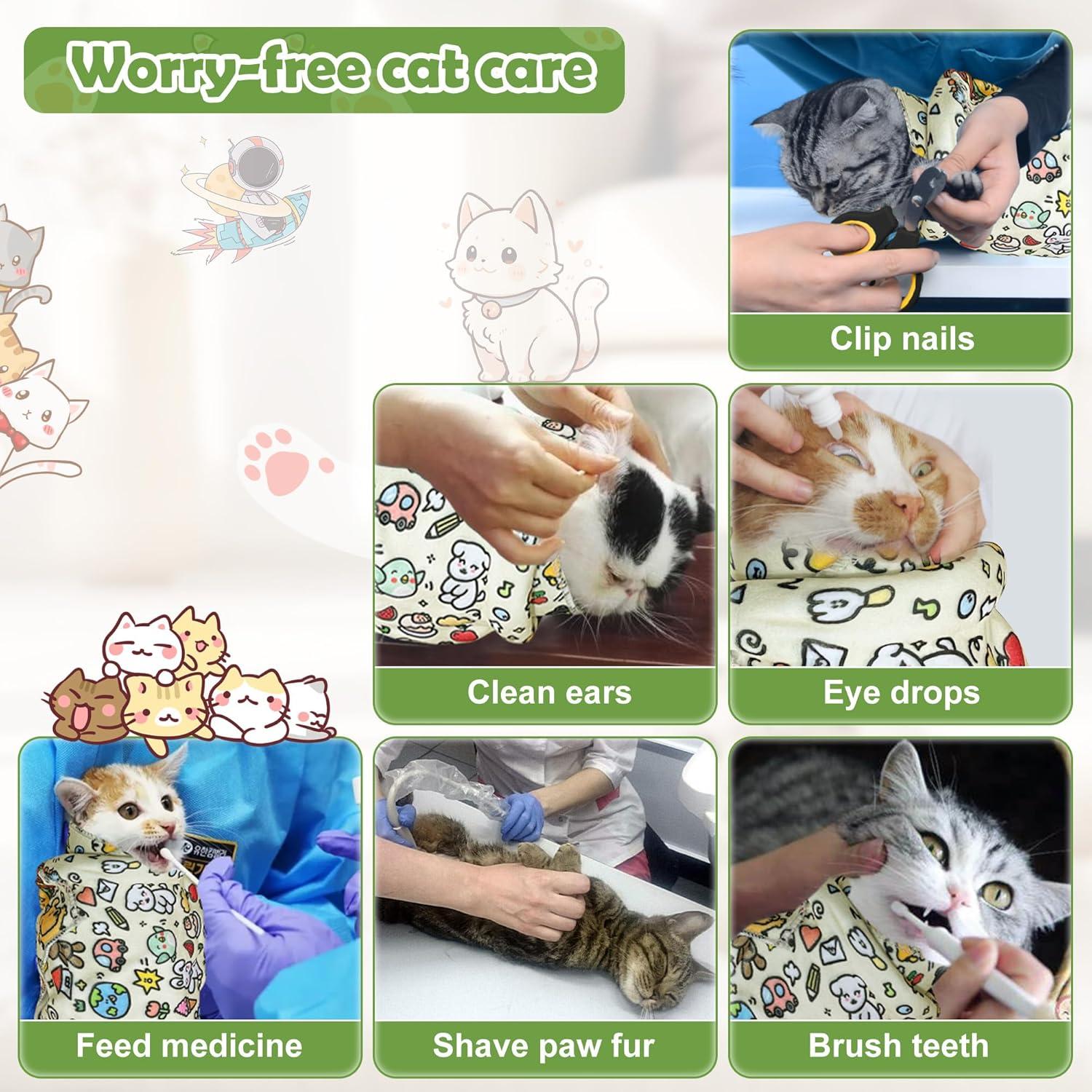 Envoltura de Aseo para Gatos Aeloer con Cortador de Uñas 70x70 cm