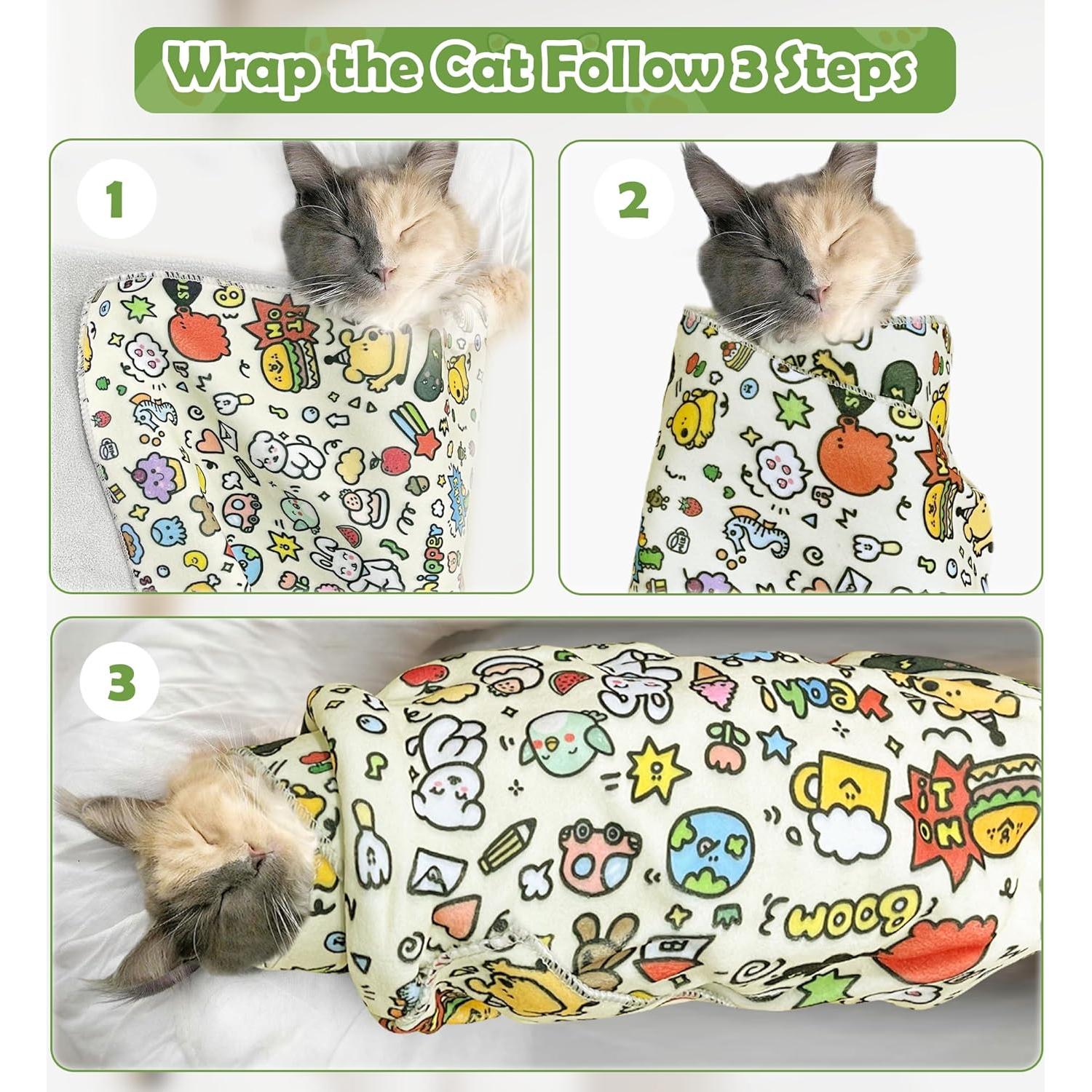 Envoltura de Aseo para Gatos Aeloer con Cortador de Uñas 70x70 cm