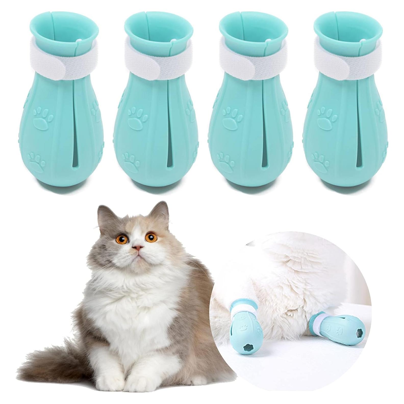 Botas Protectores para Gatos Hetenoyo CAT-PADS Silicona Azul Claro