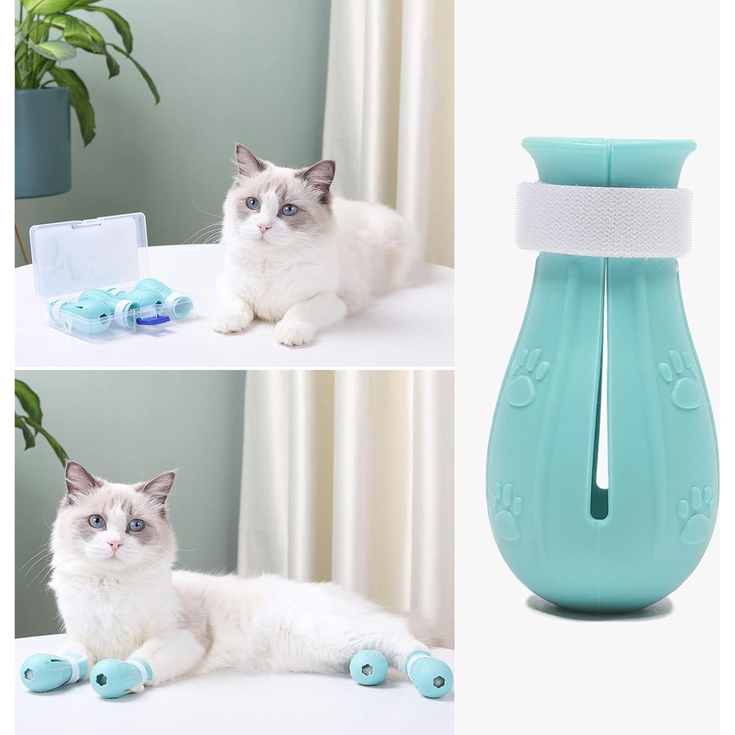 Botas Protectores para Gatos Hetenoyo CAT-PADS Silicona Azul Claro