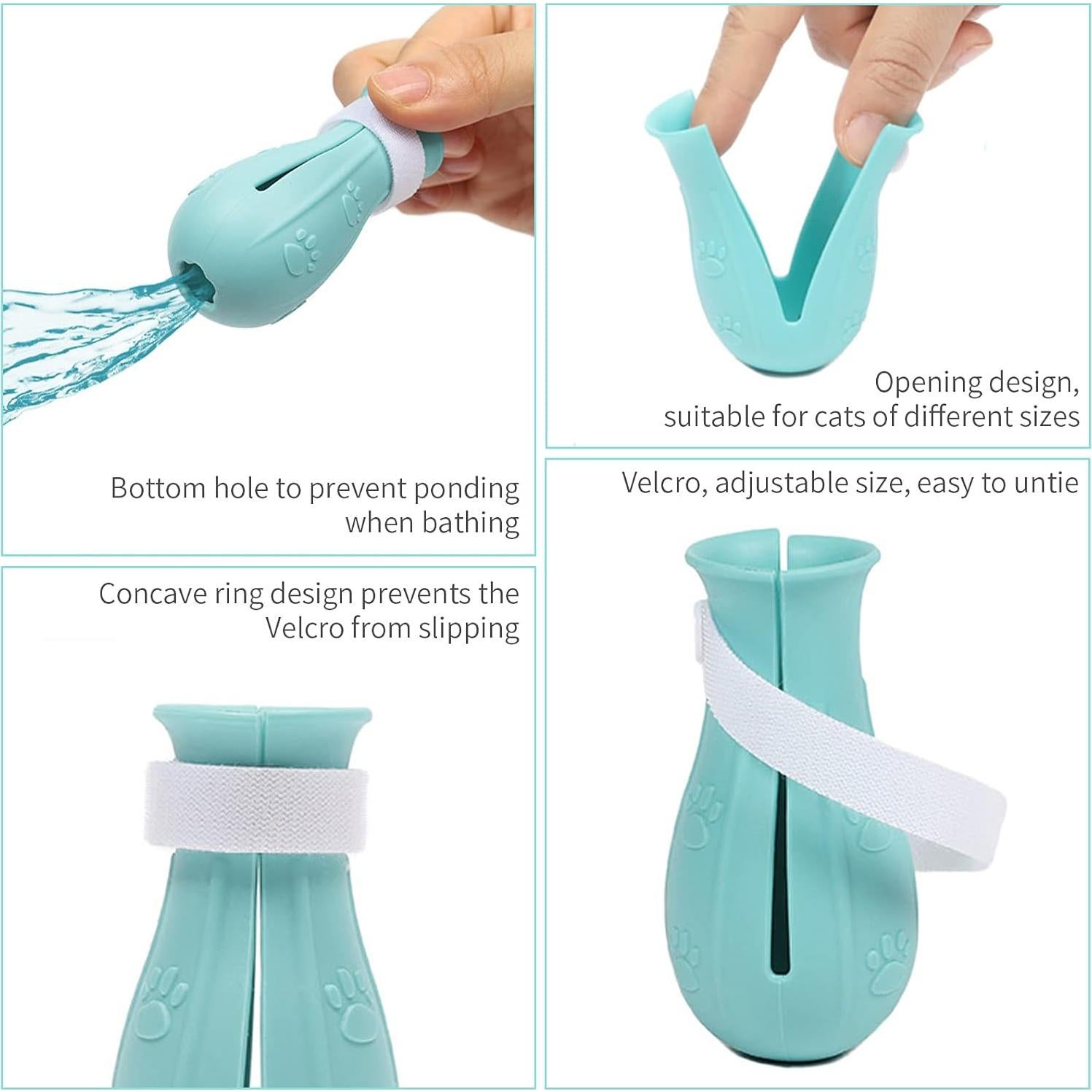 Botas Protectores para Gatos Hetenoyo CAT-PADS Silicona Azul Claro