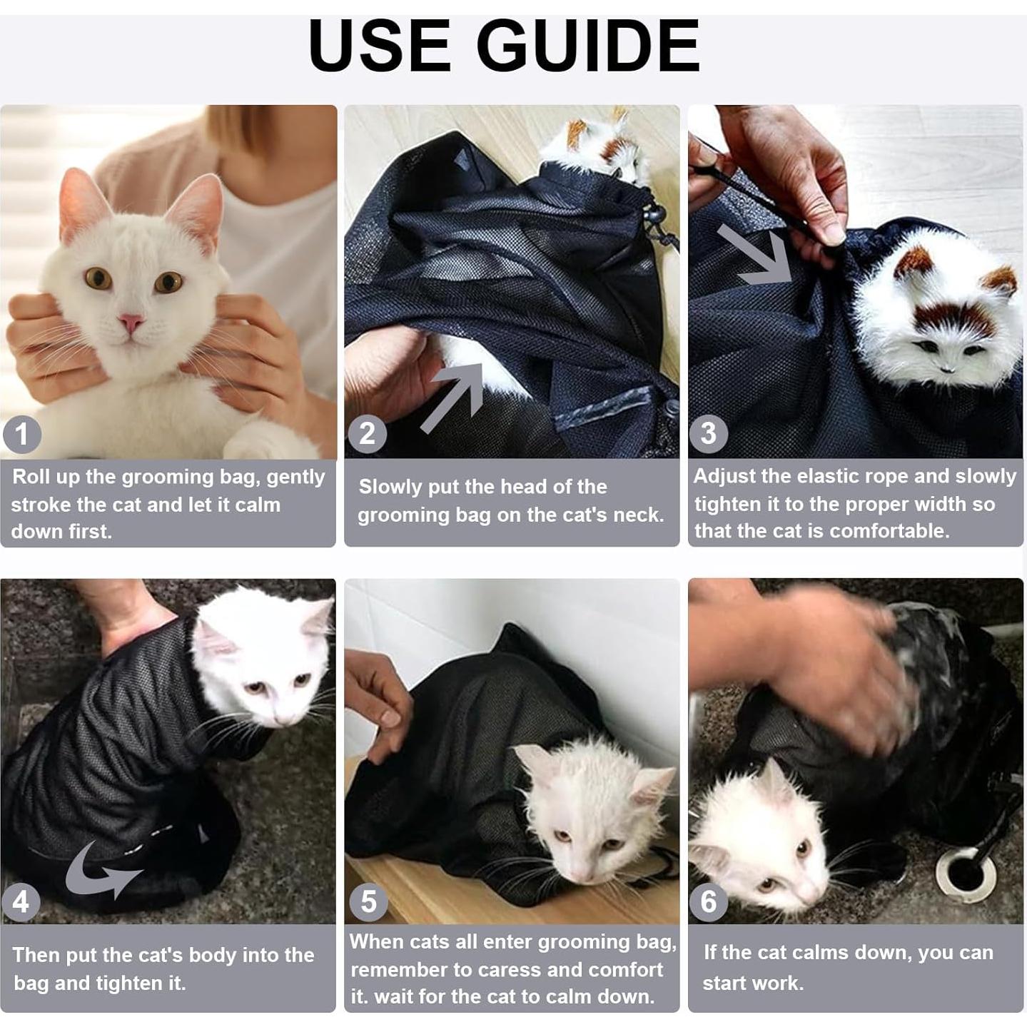 Bolsa de Baño para Gatos ASOCEA Ajustable Malla Transpirable