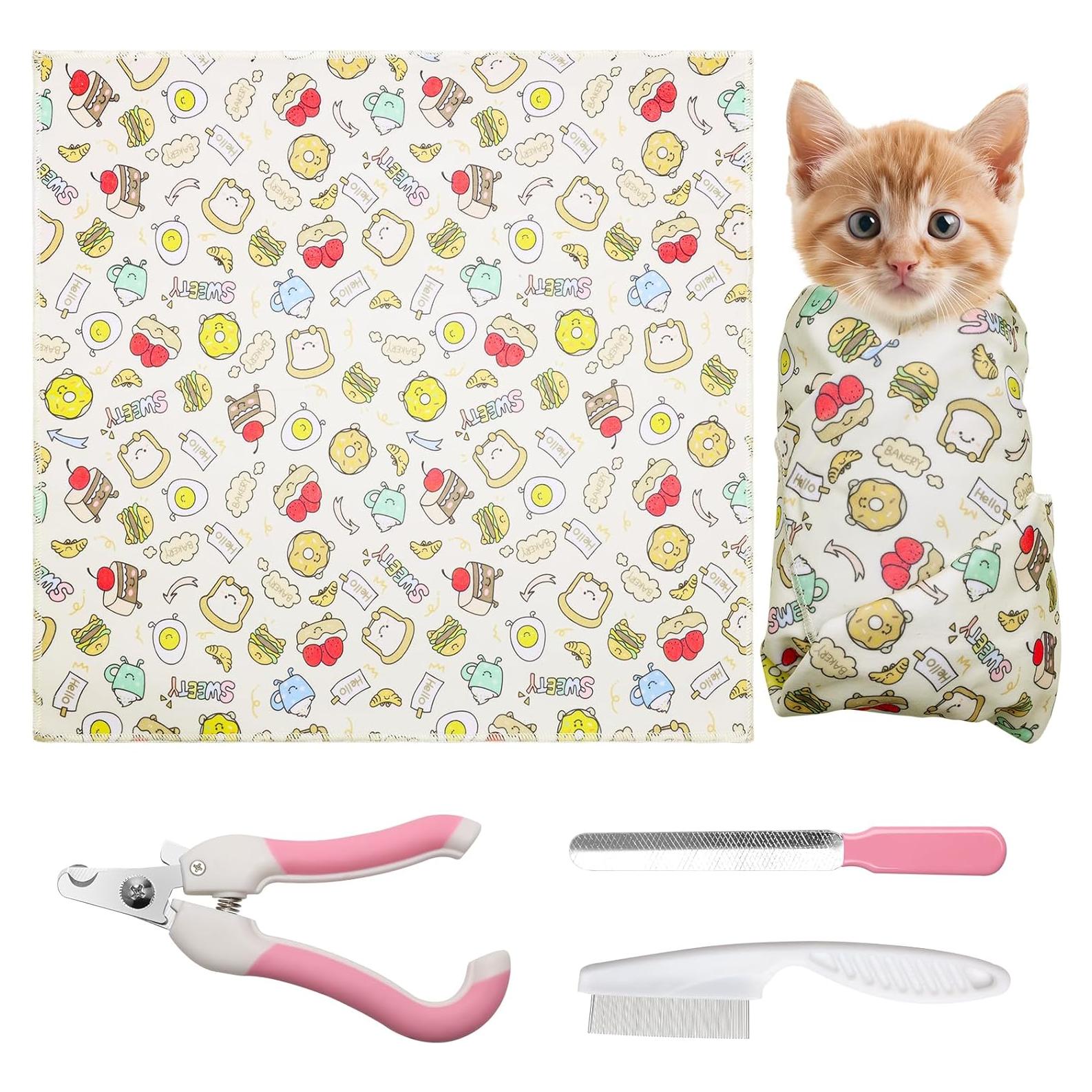 Set Envoltura para Gatos Zhaoyao 70x70cm Cortauñas y Lima