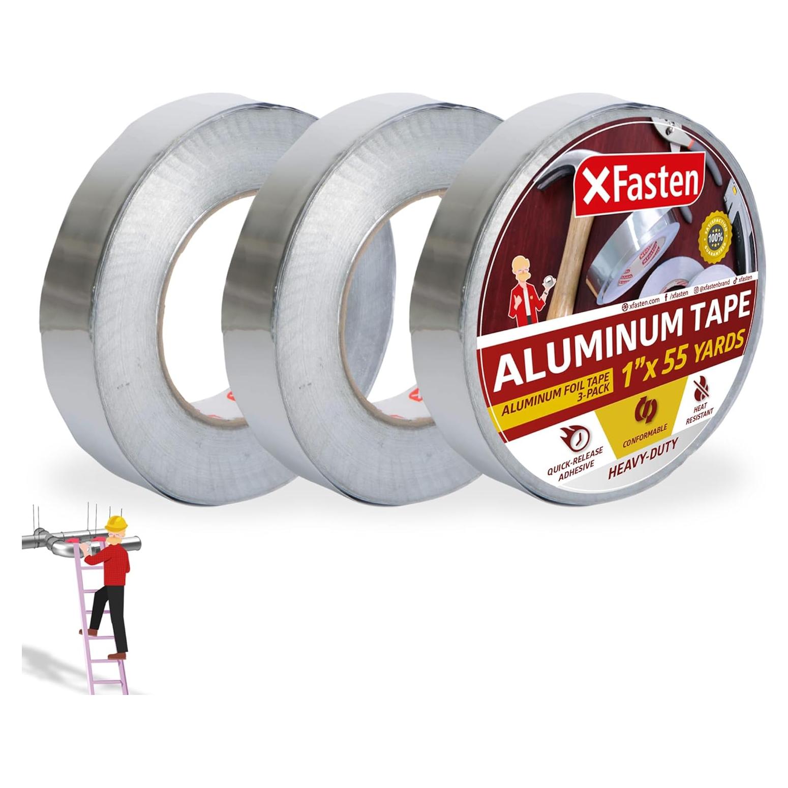 Cinta de Aluminio XFasten 1" x 151.2m 3-Pack para HVAC