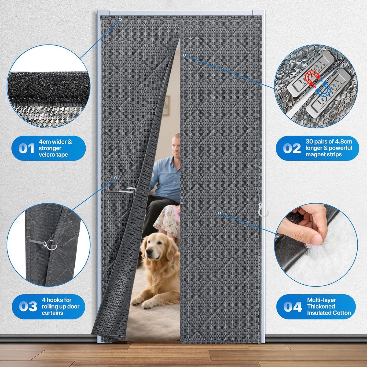 Cortina de Puerta Térmica Aislada LOVIGA 30x80" Gris