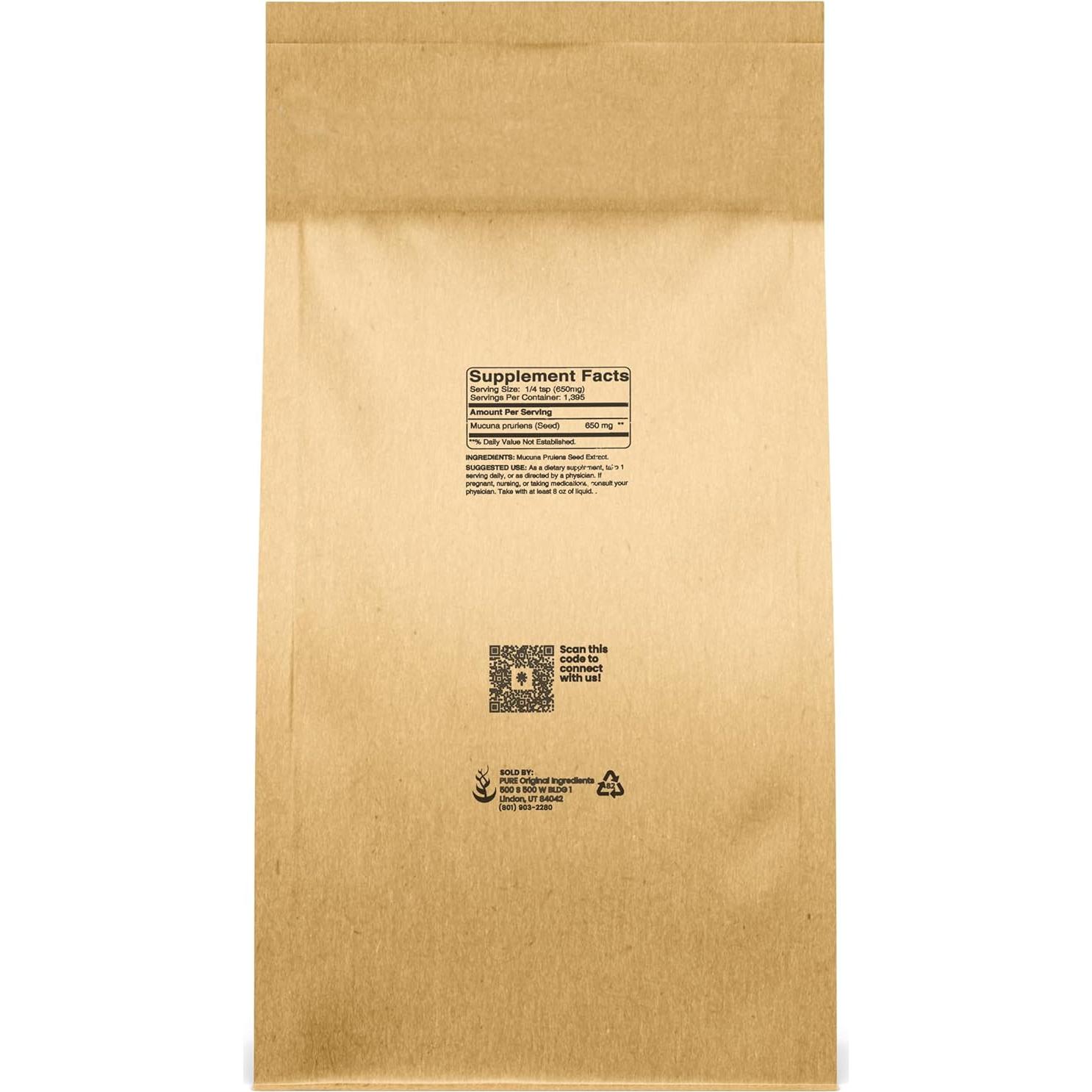 Mucuna Pruriens 907g - Ingredientes Originales Puros, Sin Gluten