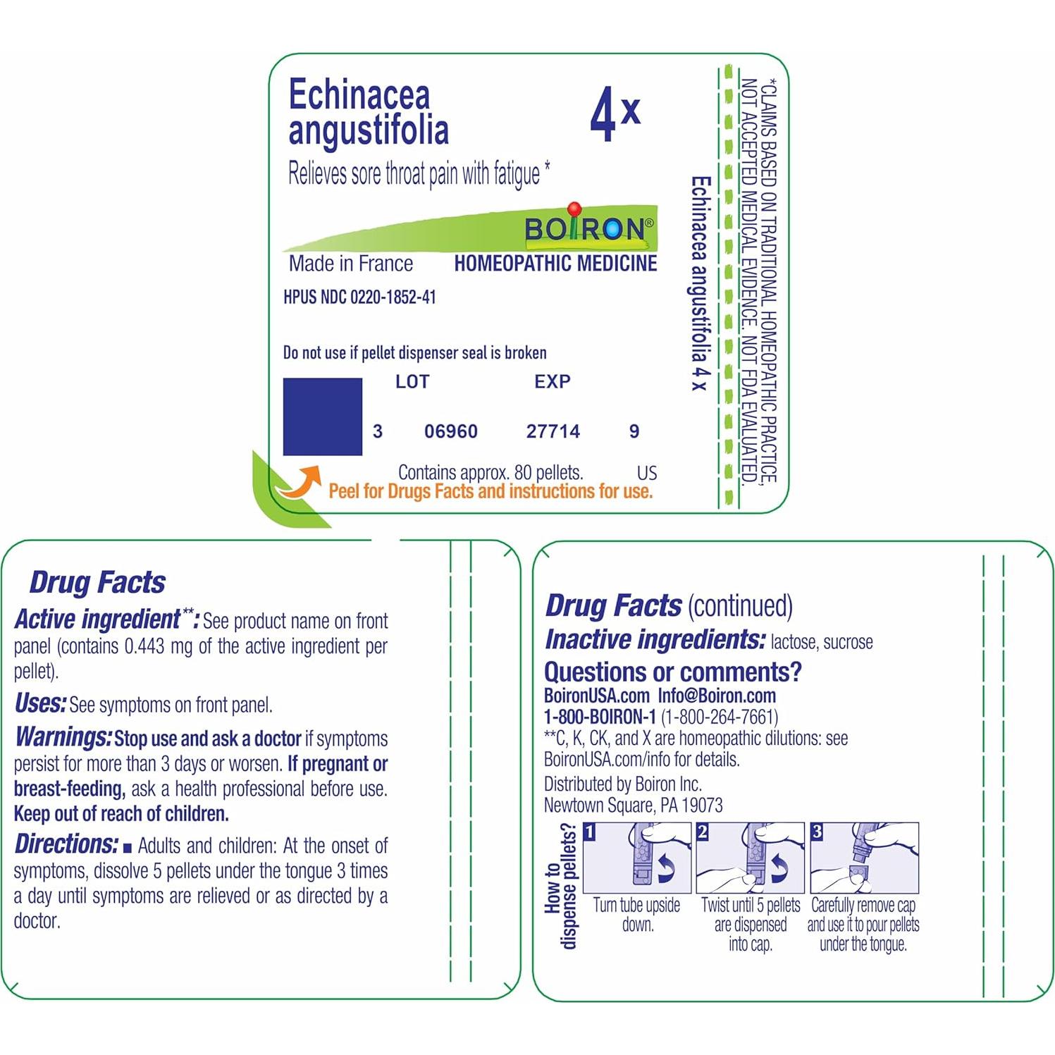 Echinacea Purpurea 4X Boiron - Alivio Dolor Garganta 80 Gránulos