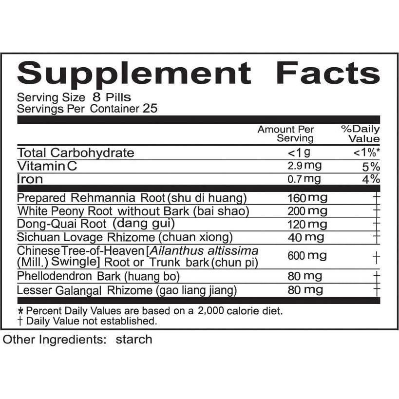 Suplemento Herbal Yu Dai Wan Solstice Medicine 200 Pastillas