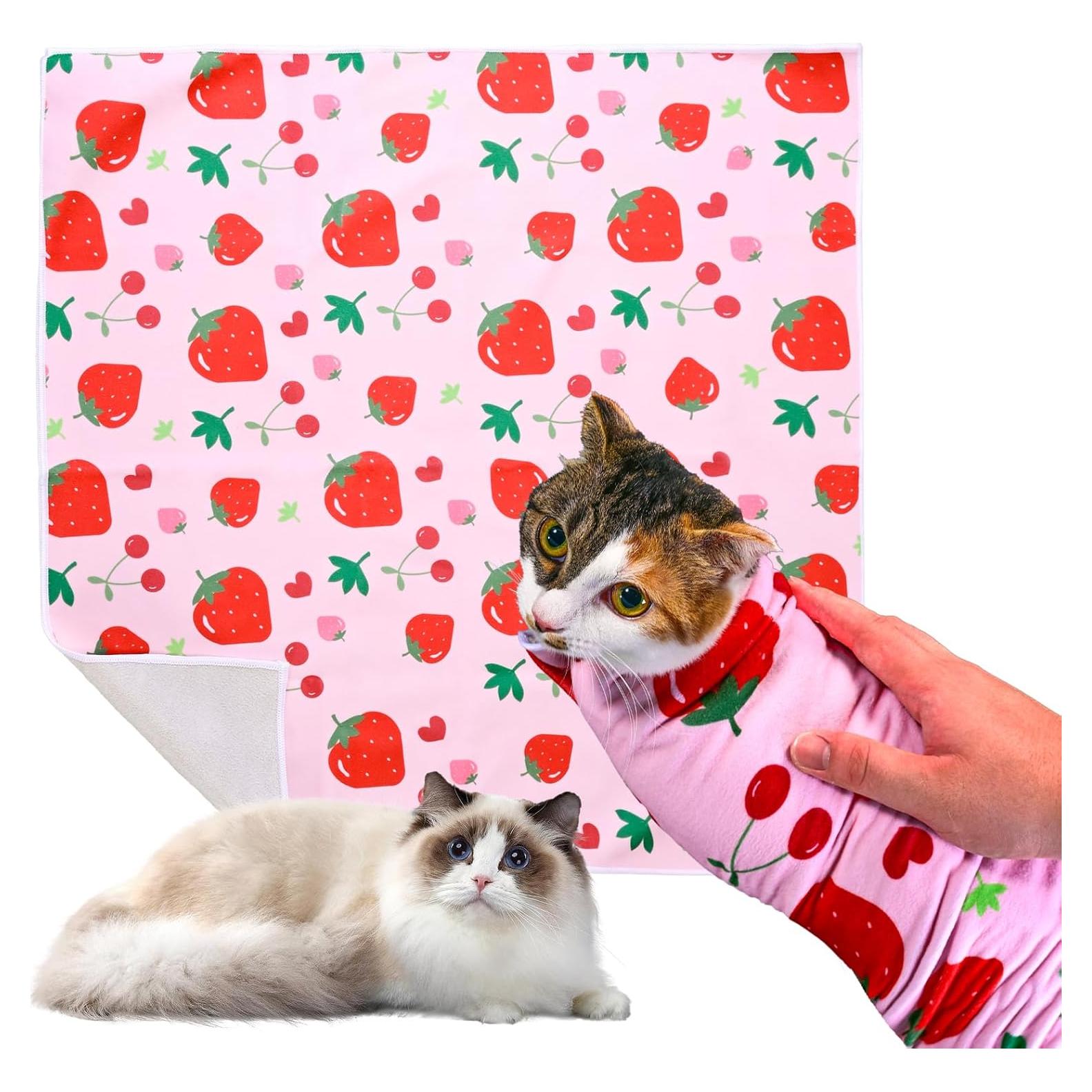 Envoltura de Aseo para Gatos Uotey 80 x 80 cm - Cortar Uñas y Medicamentos