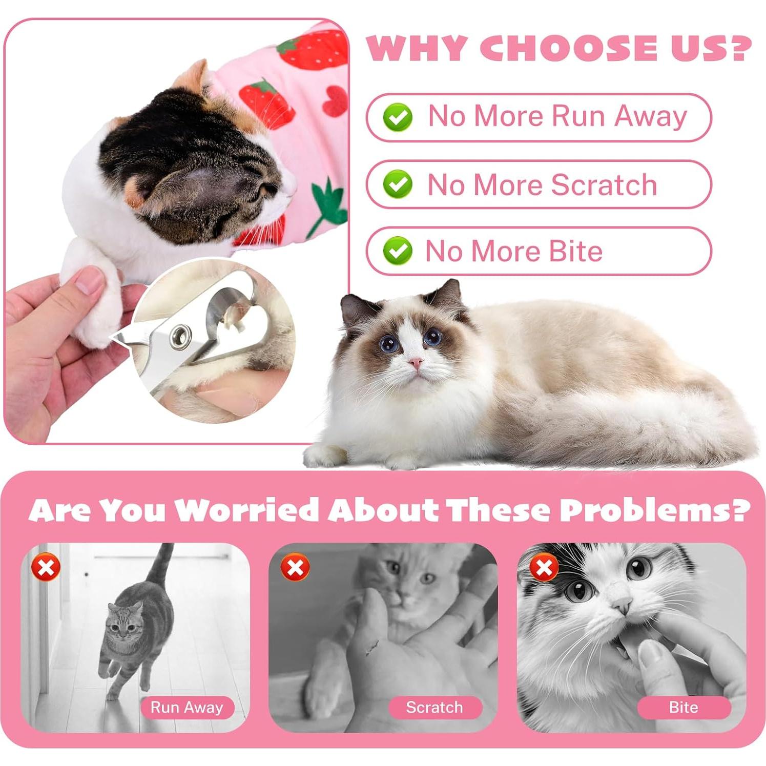 Envoltura de Aseo para Gatos Uotey 80 x 80 cm - Cortar Uñas y Medicamentos