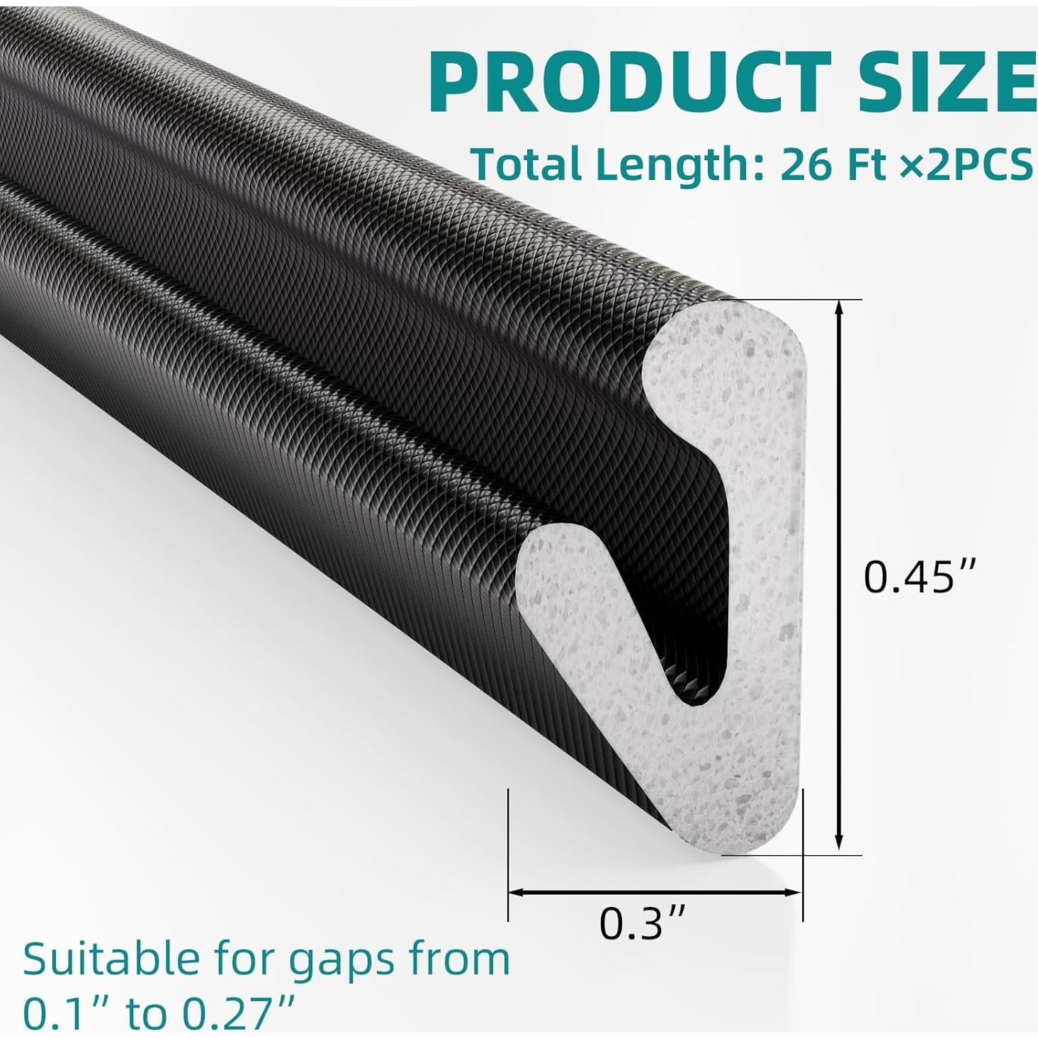 Tira de Sellado Espuma en V MUSRCYIO 2 Pcs 7.92m Negro