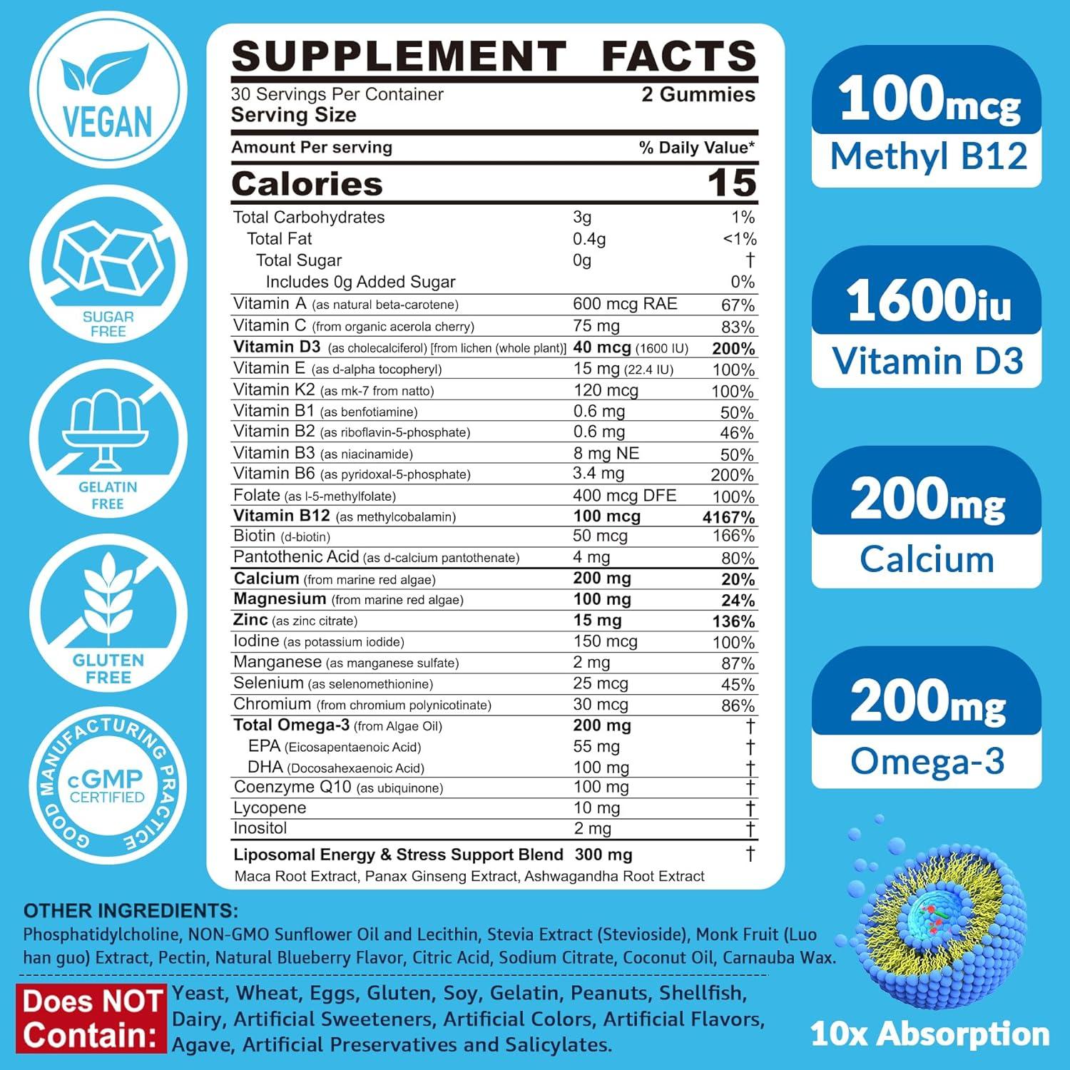 Gomitas Multivitamínicas Metiladas ENVYCURE 60 Unidades