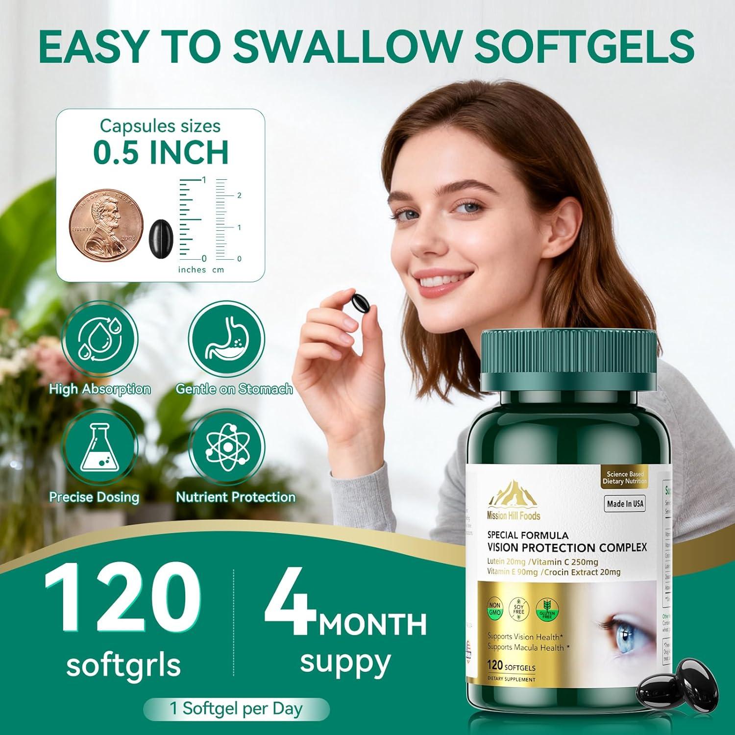 Suplemento de Luteína 20mg con Zeaxantina Mission Hill 120 Softgels