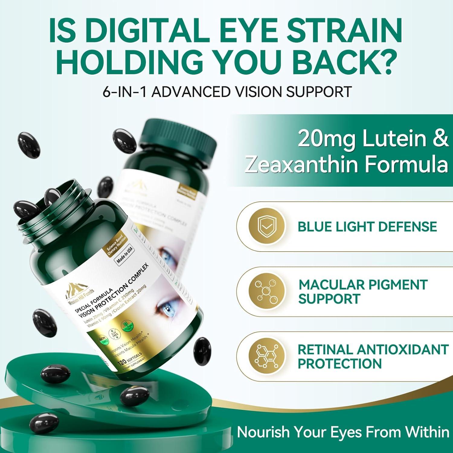 Suplemento de Luteína 20mg con Zeaxantina Mission Hill 120 Softgels