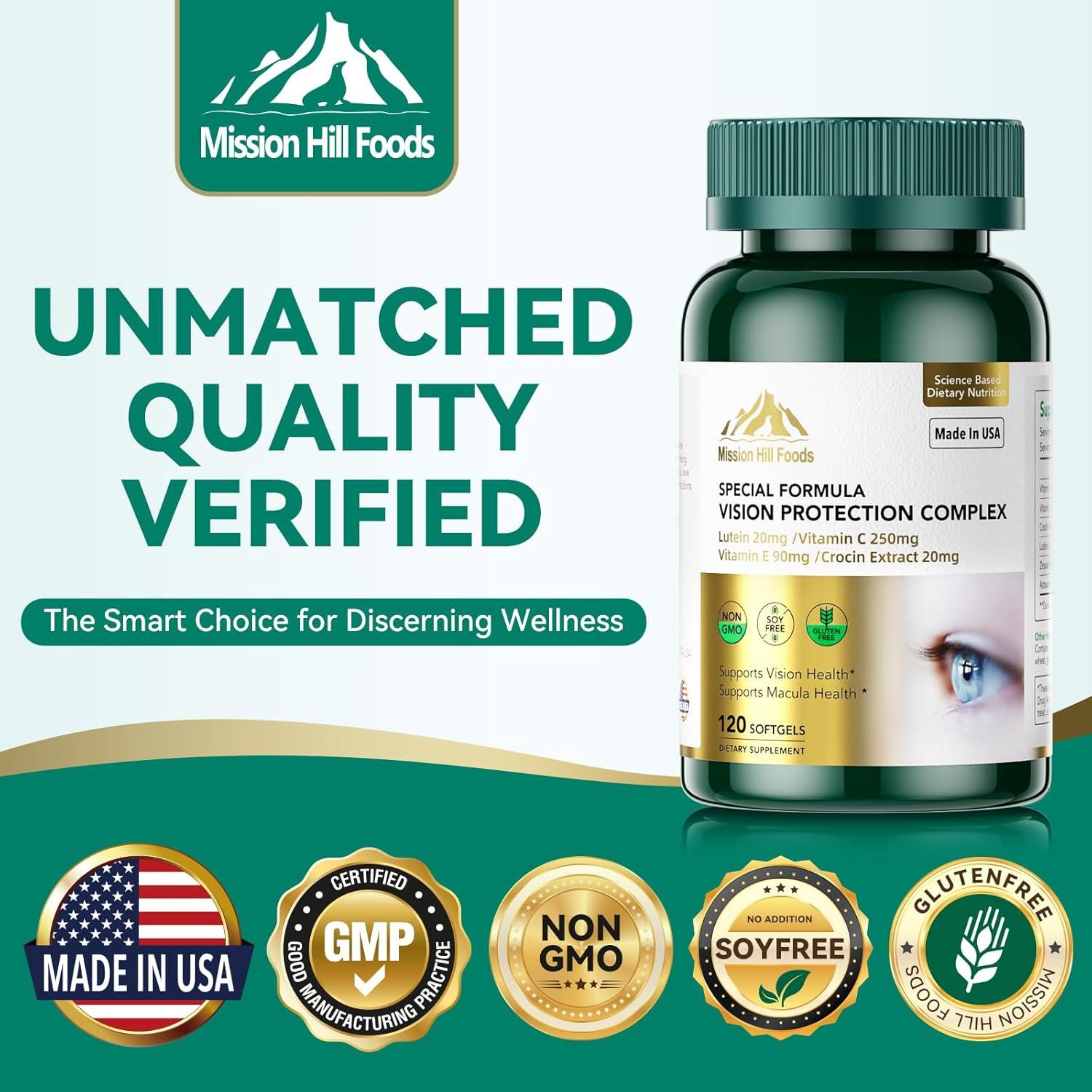 Suplemento de Luteína 20mg con Zeaxantina Mission Hill 120 Softgels