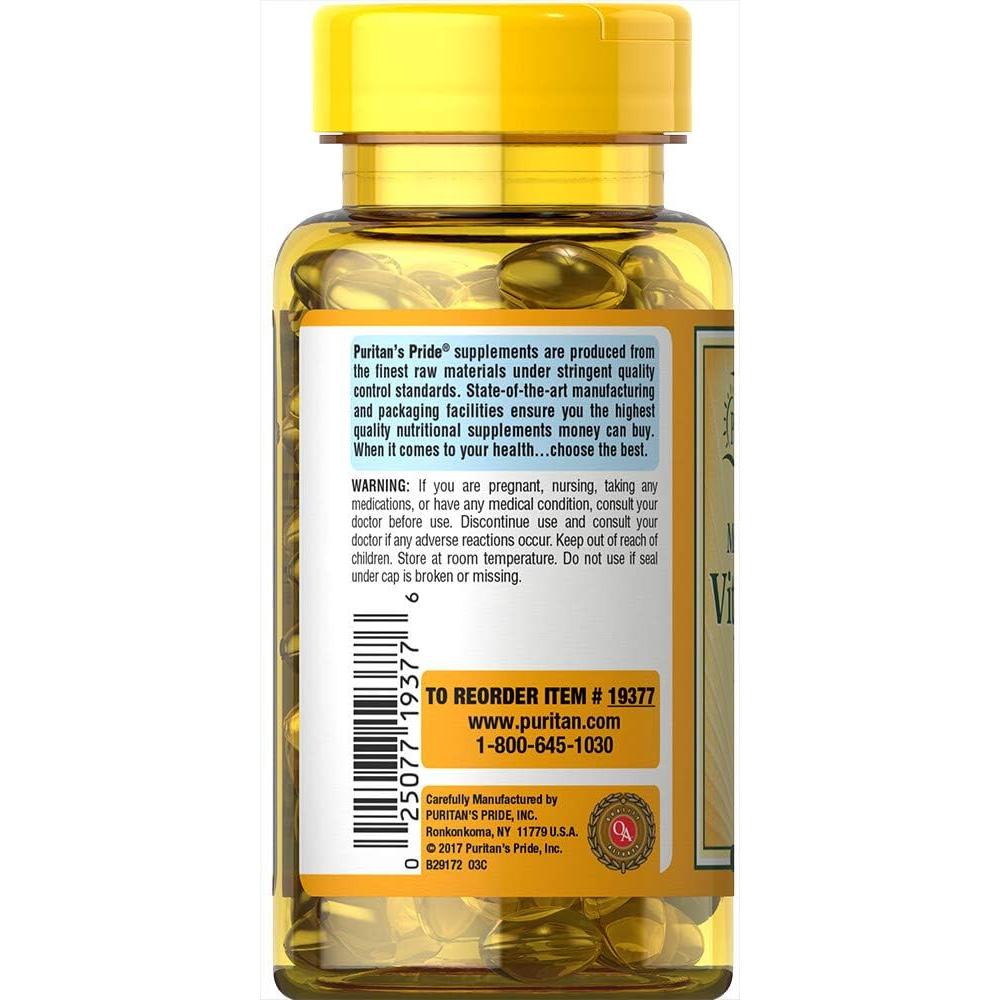 Vitamina D3 Puritan's Pride 5000 UI 100 Cápsulas