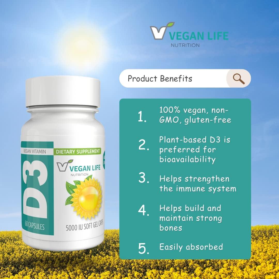 Cápsulas Veganas de Vitamina D3 Nutrición Vida - 60 Unidades