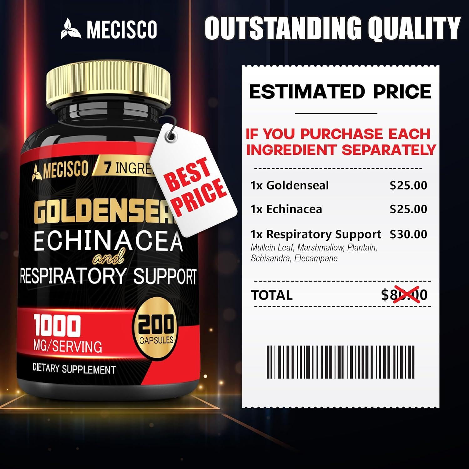 Cápsulas de Sello de Oro Mecisco - 200 Unidades - Inmunidad y Digestión