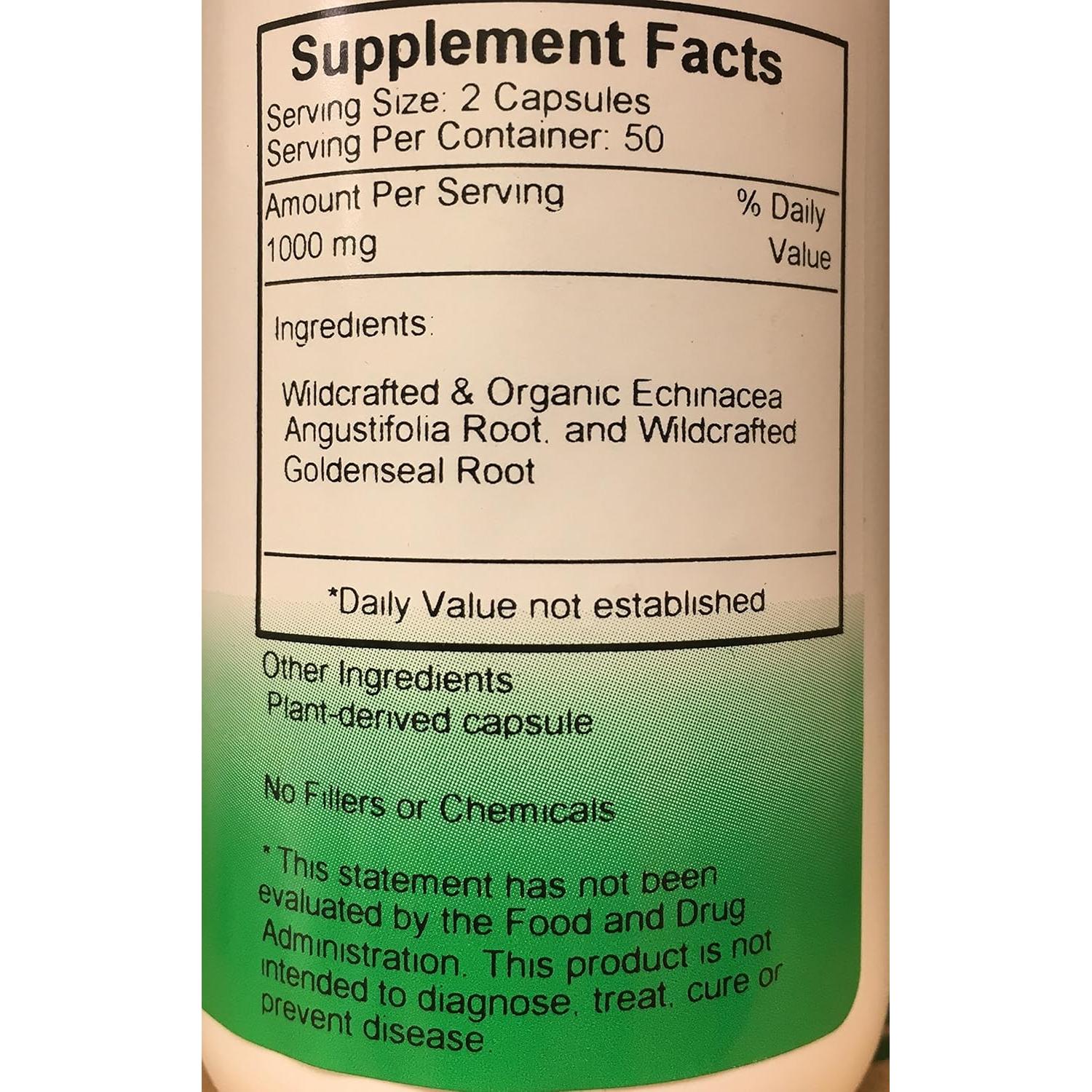 Cápsulas Vegetarianas Echinacea y Goldenseal Christopher - 100 Unidades