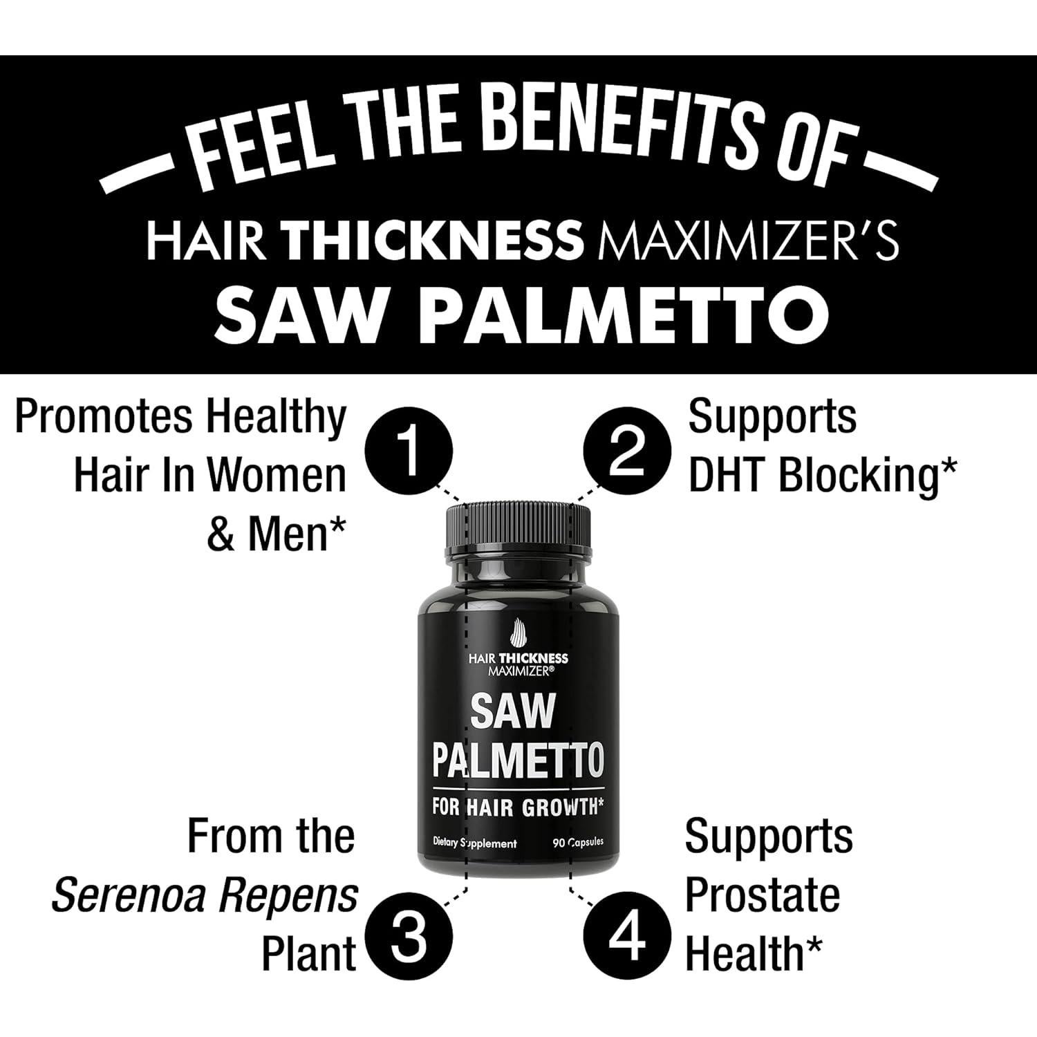 Suplemento de Saw Palmetto Hair Thickness Maximizer 1200mg