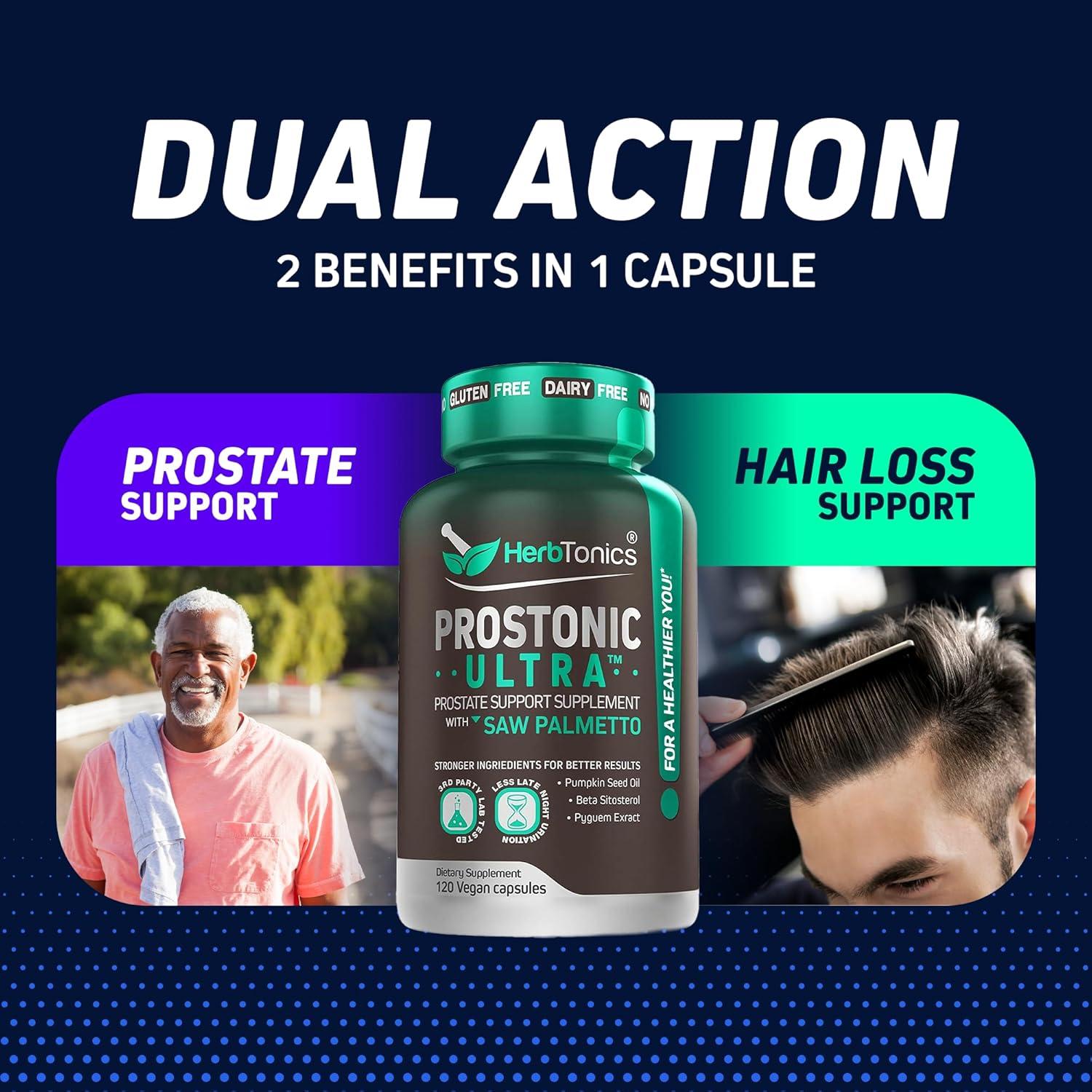 Suplemento Prostonic Ultra Herbtonics - 120 Cápsulas para Próstata y Cabello