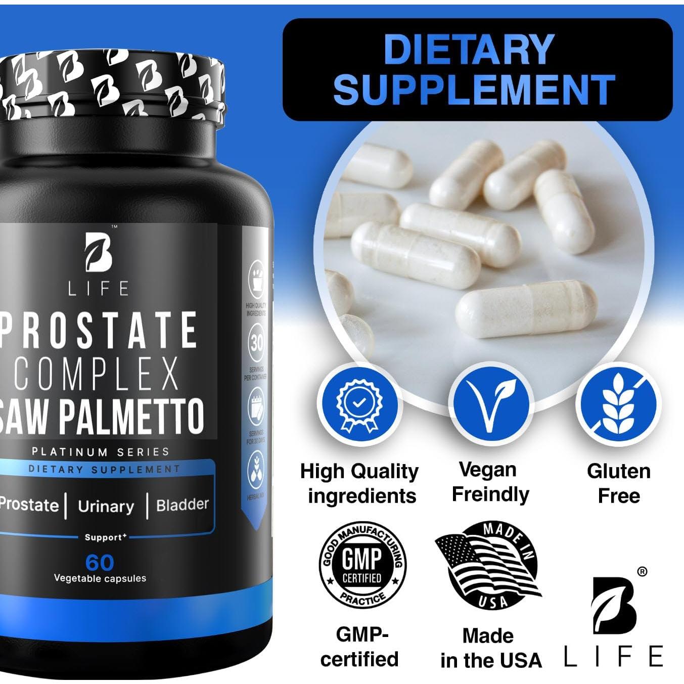 Suplemento Prostático B Life - Saw Palmetto y Semilla de Calabaza - 60 Cápsulas