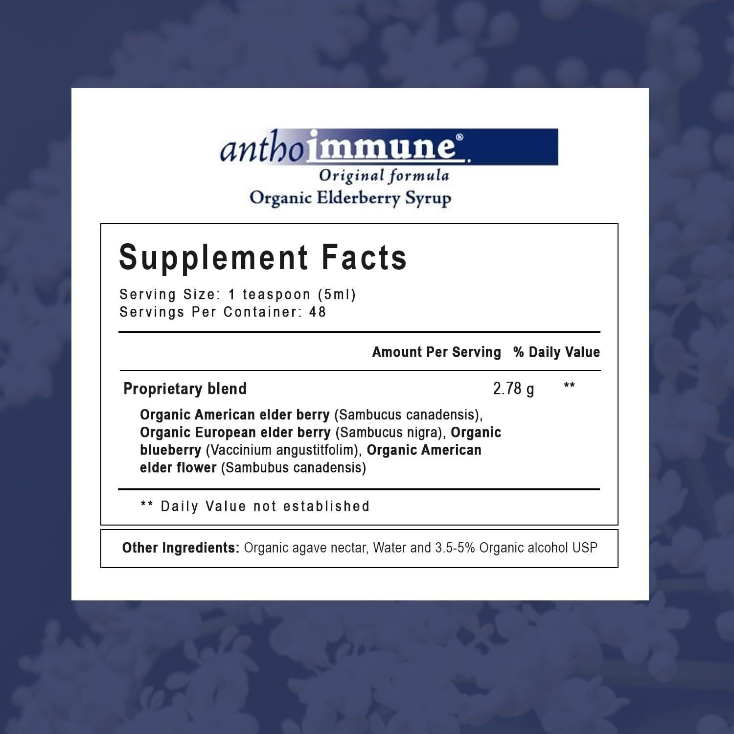 Jarabe de Saúco Orgánico Anthoimmune 236.6 ml - Soporte Inmunológico