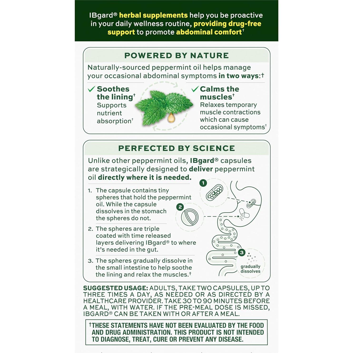 Suplemento Digestivo IBgard - 12 Cápsulas de Aceite de Menta