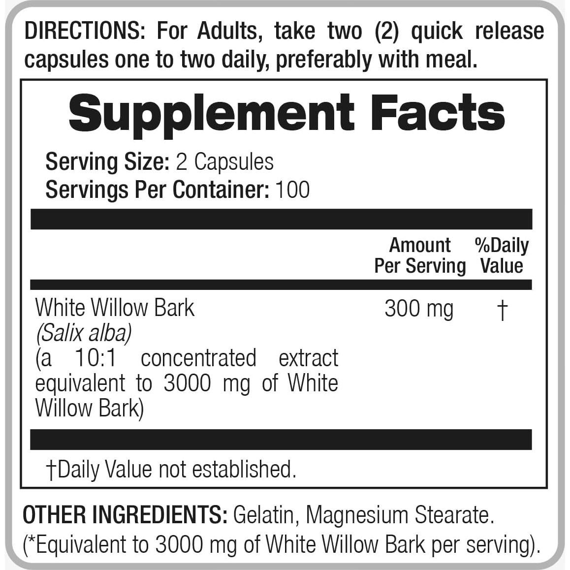 Suplemento Herbal FITO MEDIC'S Corteza de Sauce Blanco 180 Cápsulas