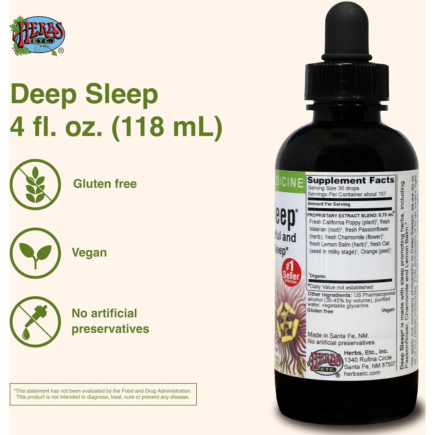 Extracto Líquido Sueño Profundo Herbs Etc. 118 ml - Suplemento Herbal