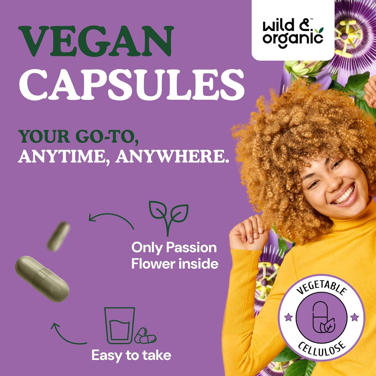 Cápsulas de Flor de Pasión Orgánica 600 mg - Wild & Organic - 120 Unidades