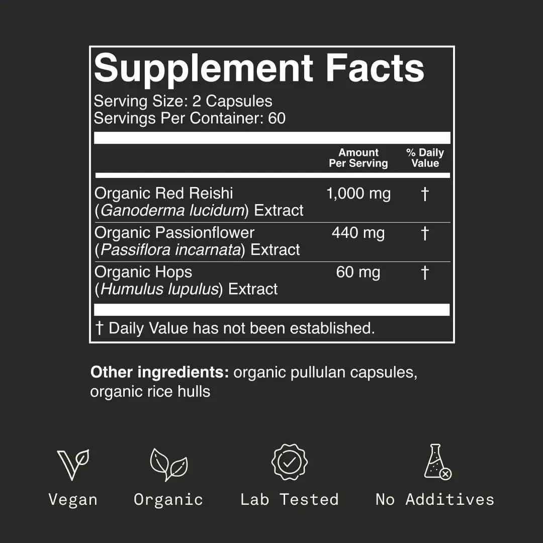 Cápsulas de Champiñón Reishi Orgánico 120 Unidades - Suplemento para Dormir