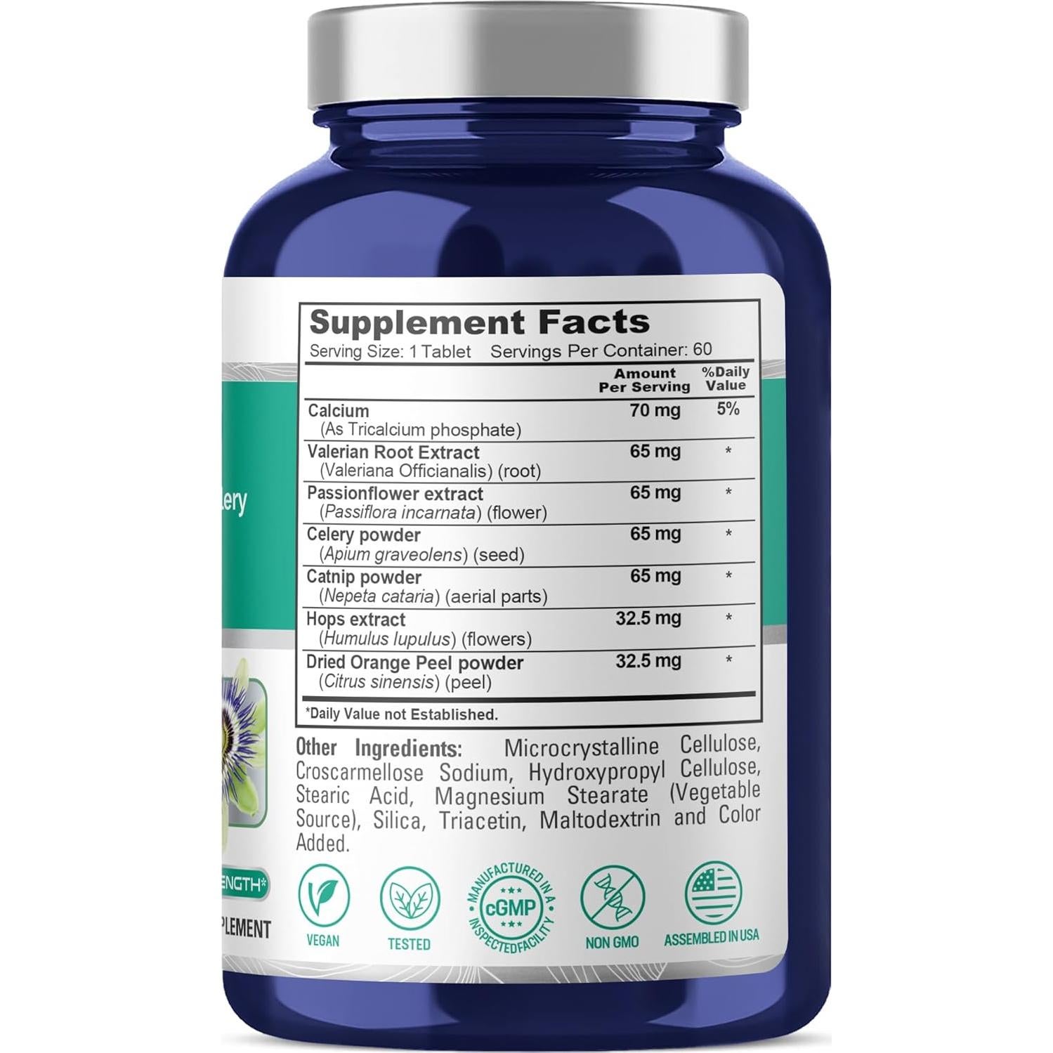 Suplemento Calmante NusaPure con Valeriana 395 mg 60 Tabletas