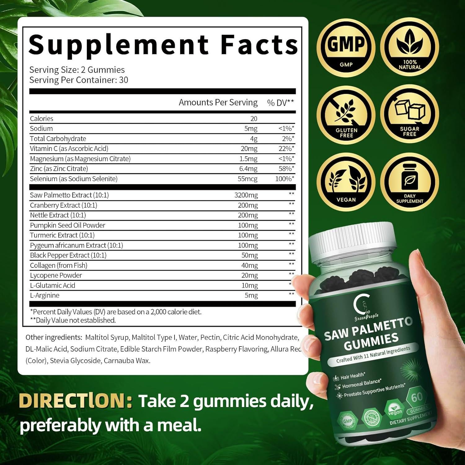 GPGP GreenPeople Saw Palmetto 120 Gomas - Suplemento DHT