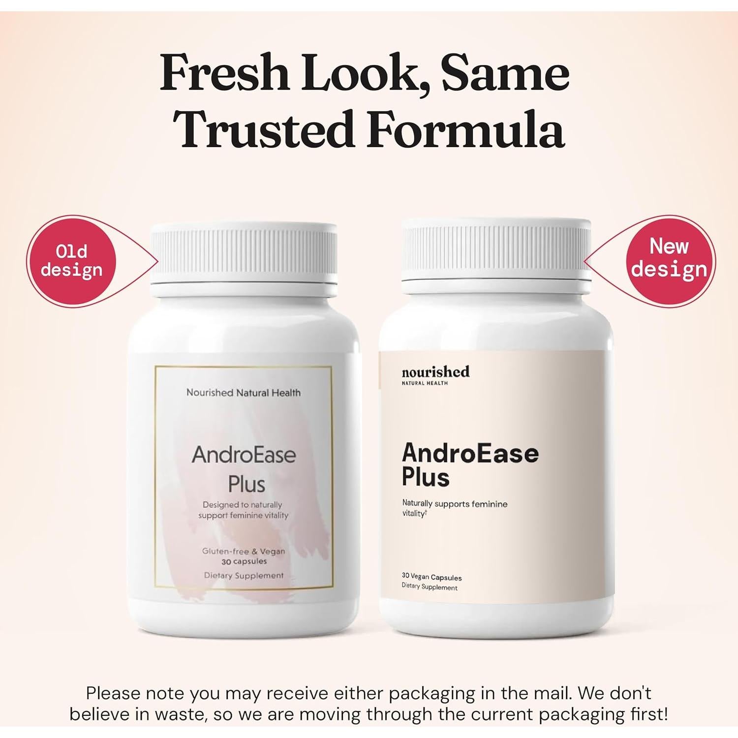 Nourished AndroEase Plus Double Strength – Vegan Hormone Balance for Women – Zinc, Reishi, Green Tea and Saw Palmetto – for Energy, Vitality, Facial Hair and Daily Wellness – 30 Capsules, Made in USA