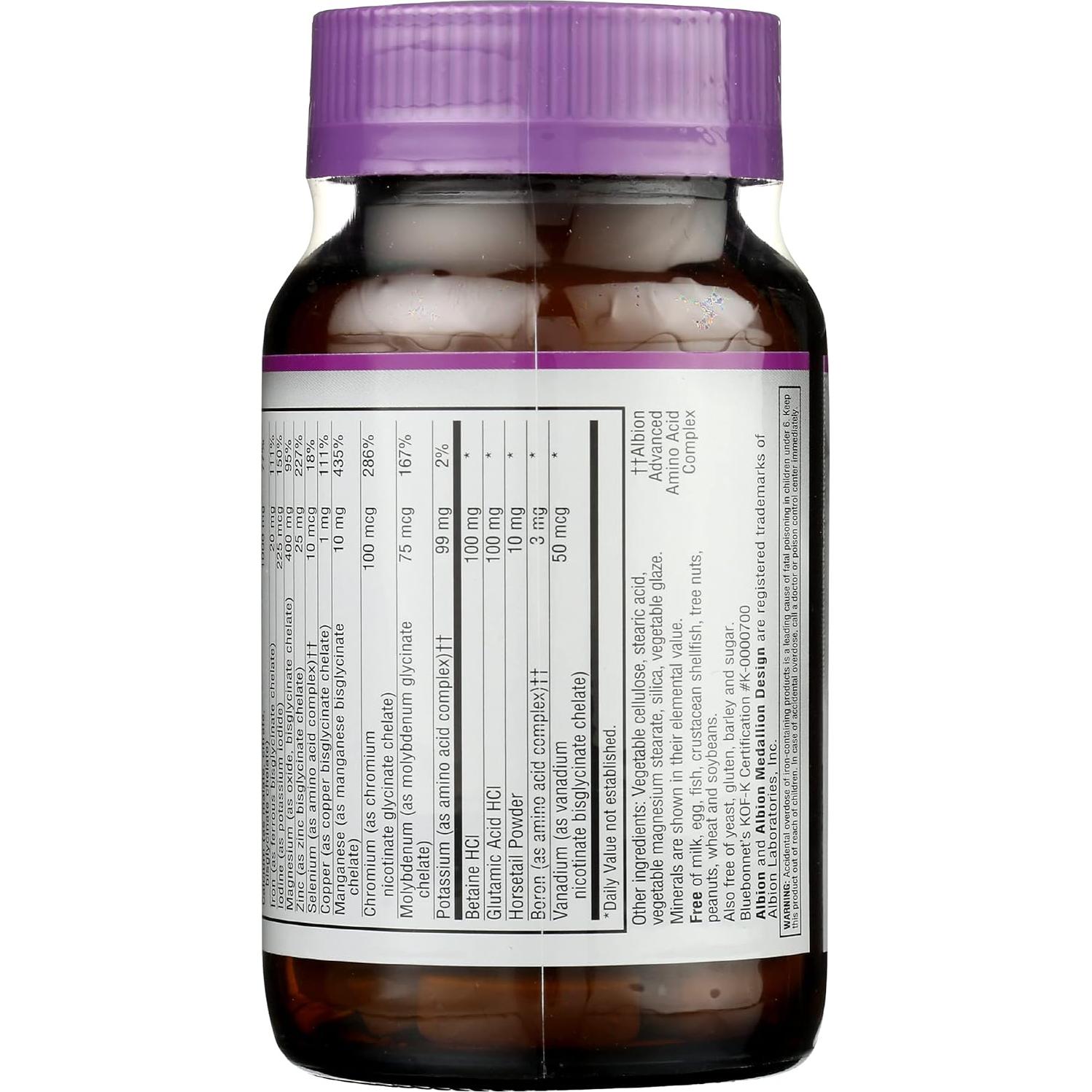 Multiminerales Quelados Bluebonnet 60 Tabletas Sin Gluten