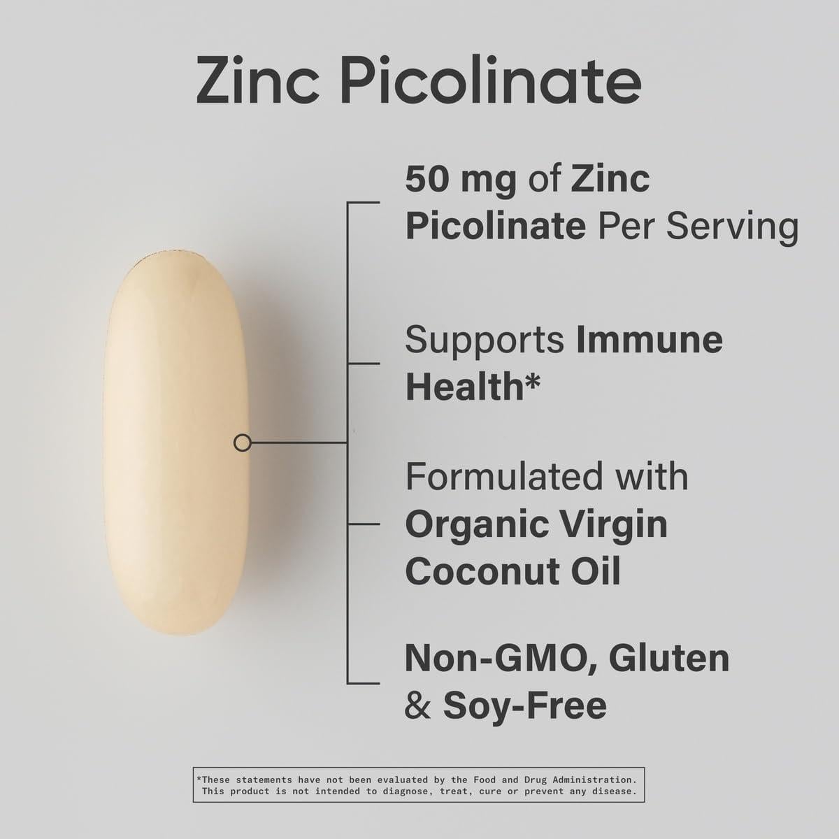 Zinc Picolinato 50mg Investigación Deportiva con Aceite Coco 60 Cápsulas
