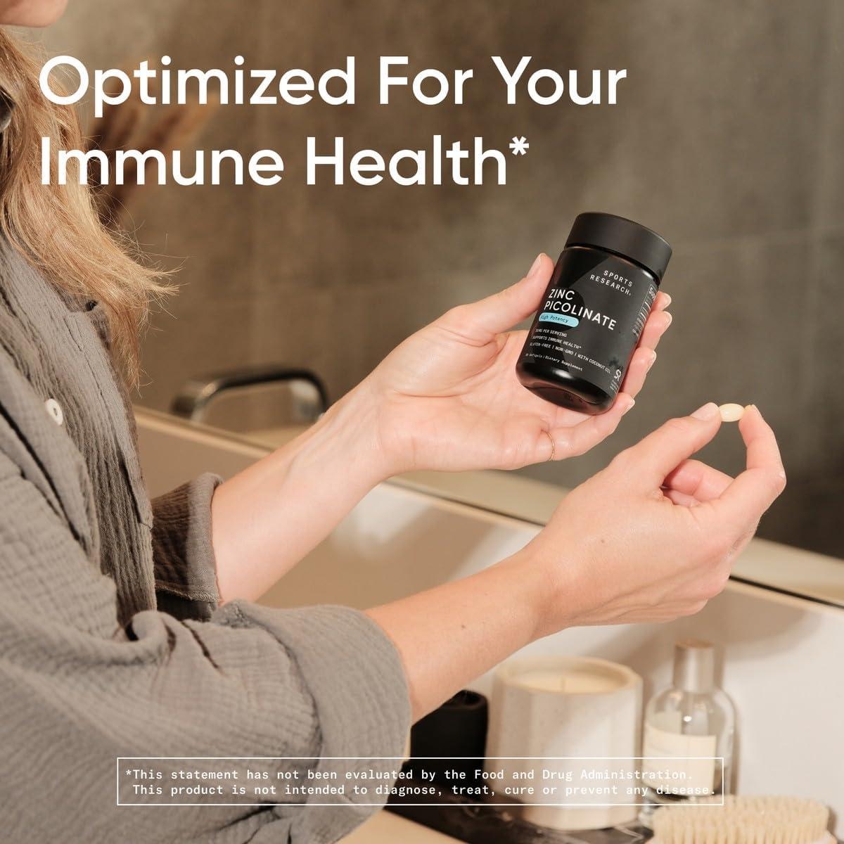 Zinc Picolinato 50mg Investigación Deportiva con Aceite Coco 60 Cápsulas