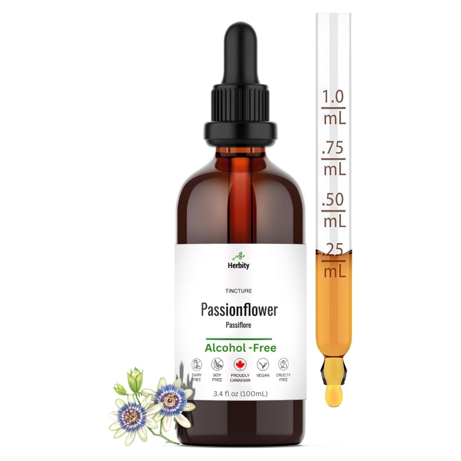 Tintura de Flor de Pasión Herbity 100 ml - Sin Alcohol, Vegano