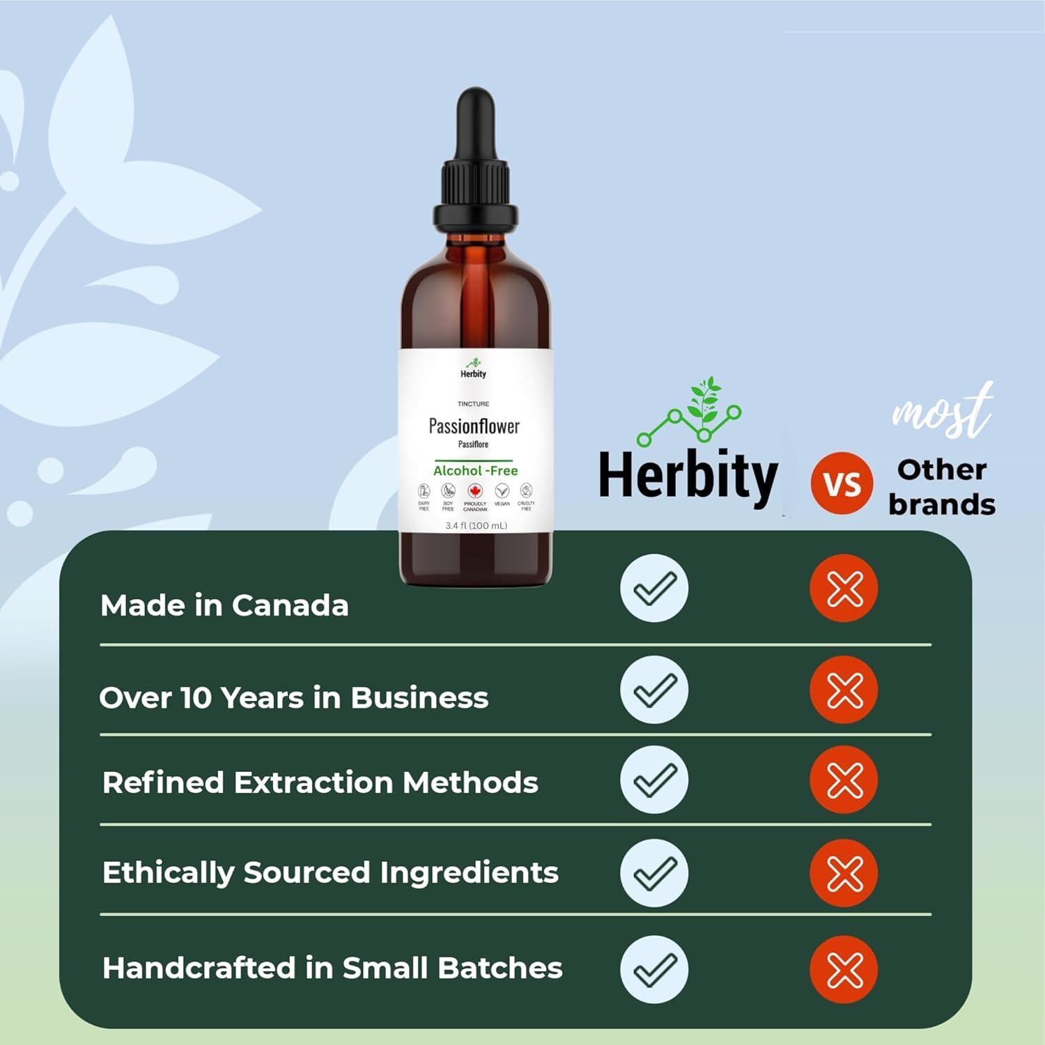 Tintura de Flor de Pasión Herbity 100 ml - Sin Alcohol, Vegano