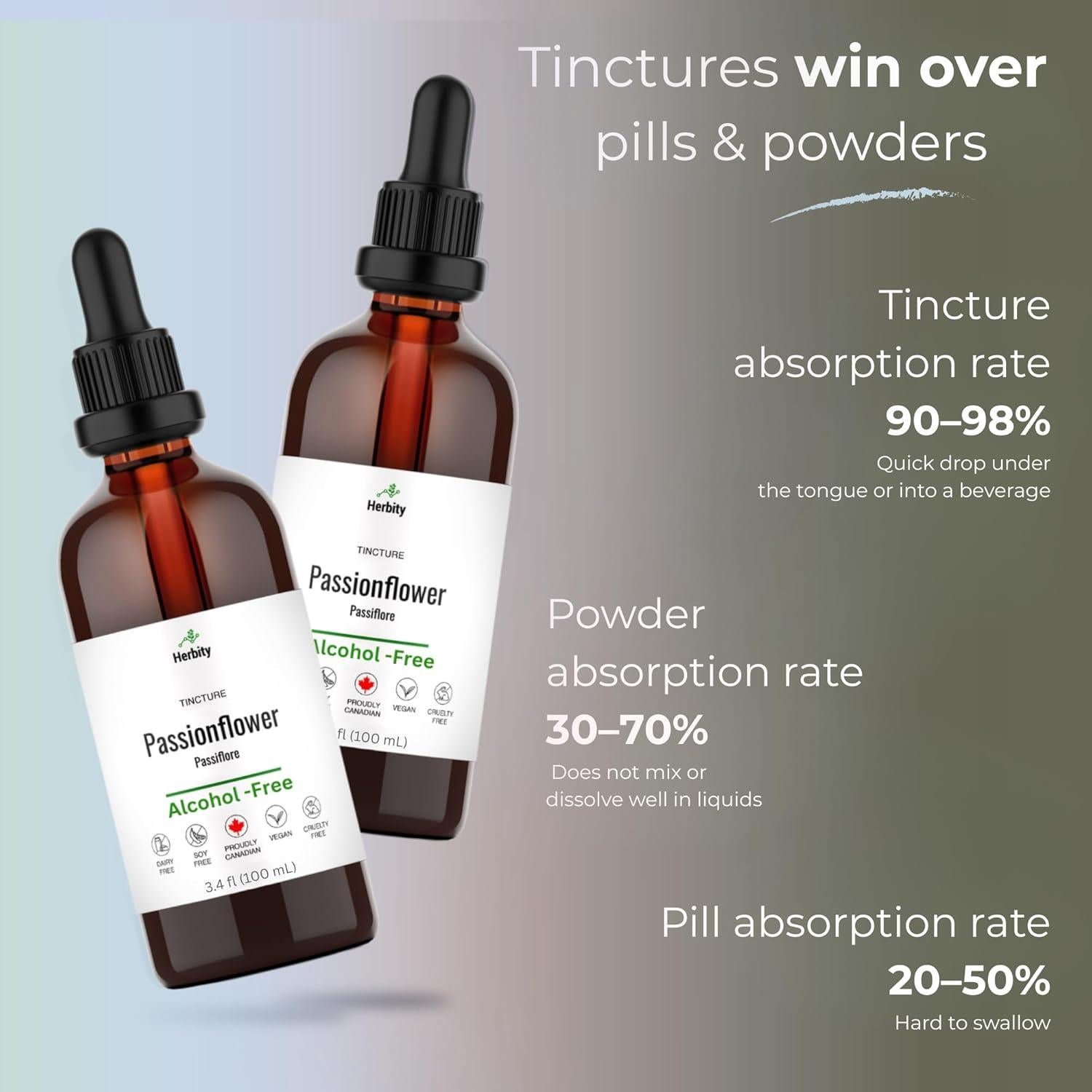 Tintura de Flor de Pasión Herbity 100 ml - Sin Alcohol, Vegano