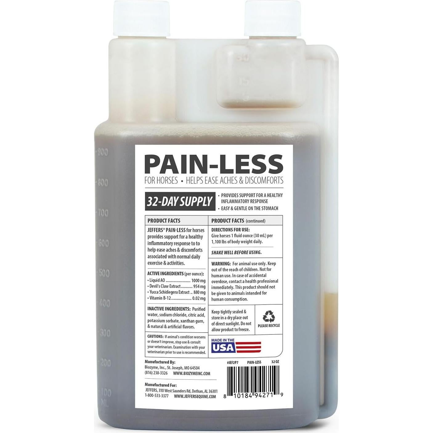 Suplemento Equino Pain-Less Jeffers 32 oz - Confort Articular