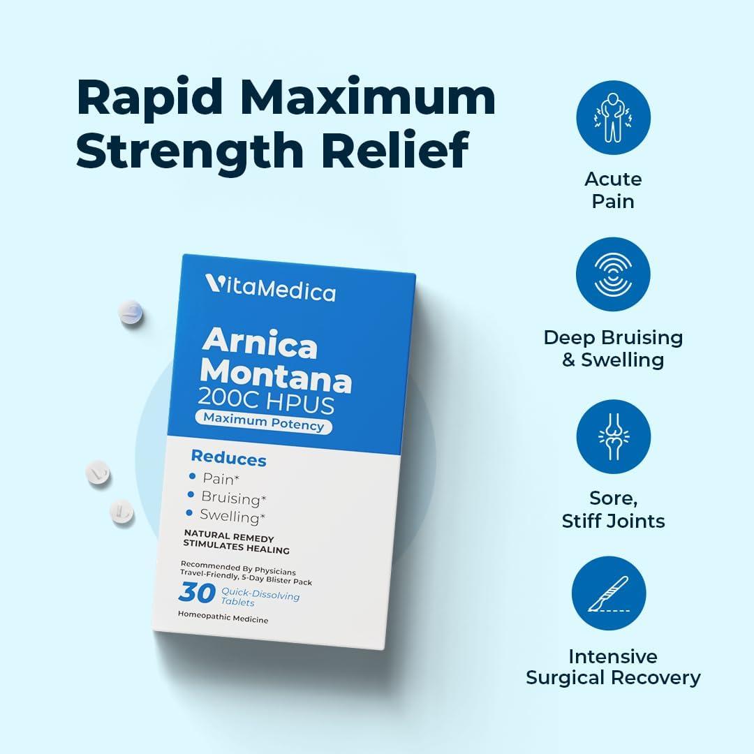 Tabletas Homeopáticas Arnica Montana 200C VitaMedica - 30 Ct