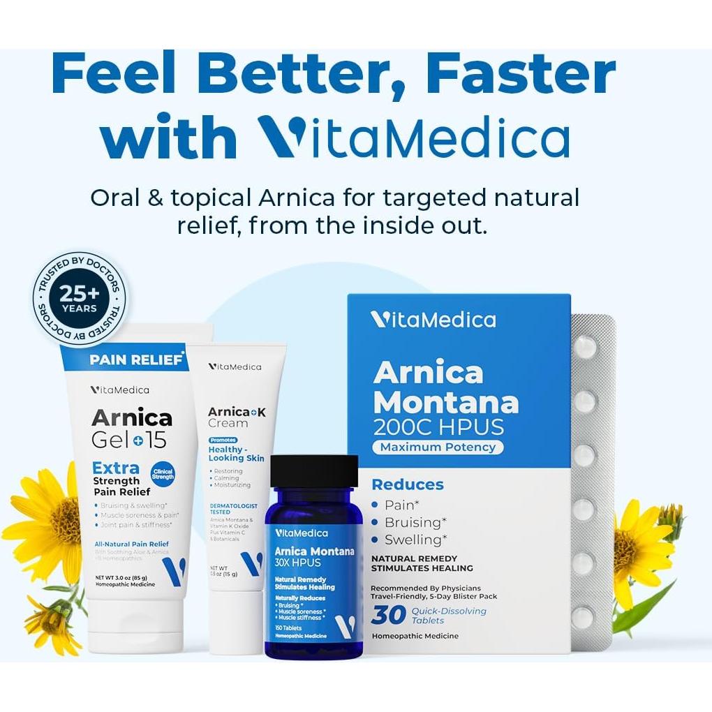 Tabletas Homeopáticas Arnica Montana 200C VitaMedica - 30 Ct