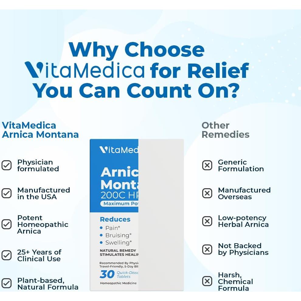 Tabletas Homeopáticas Arnica Montana 200C VitaMedica - 30 Ct